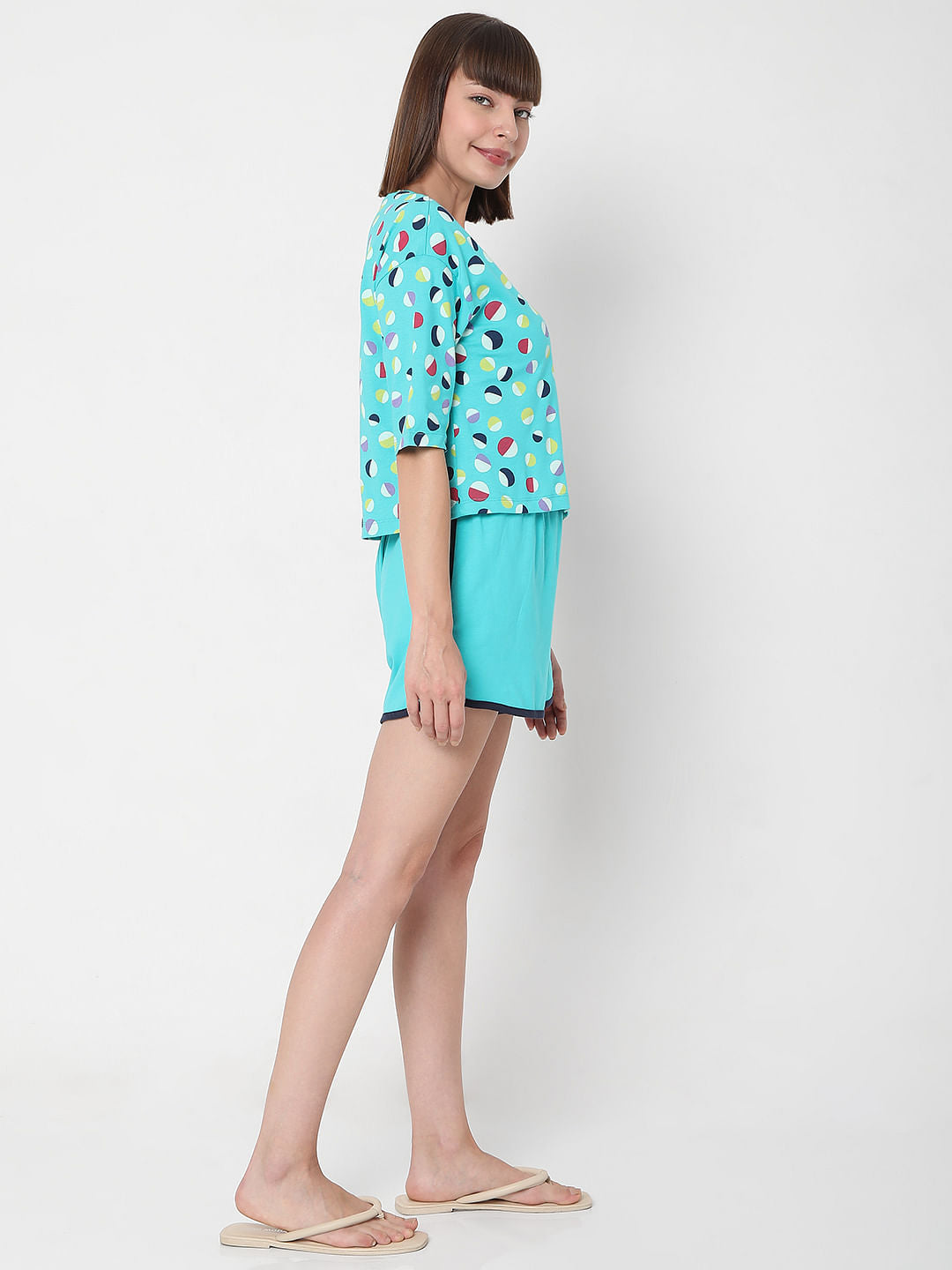 Blue T-Shirt & Shorts Night Suit Set