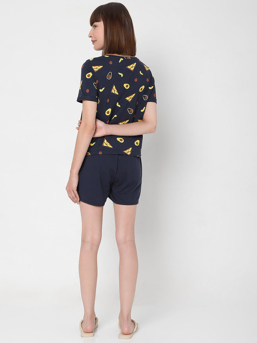 Blue Printed T-Shirt & Shorts Night Suit Set