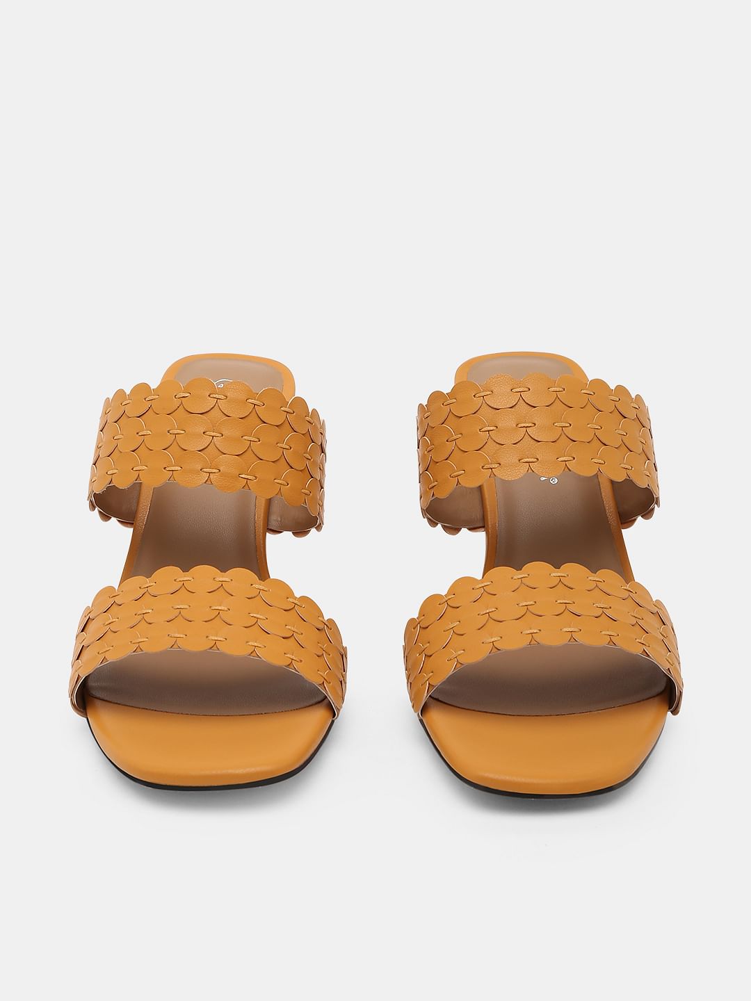 Golden Yellow Twin-Strap Heels