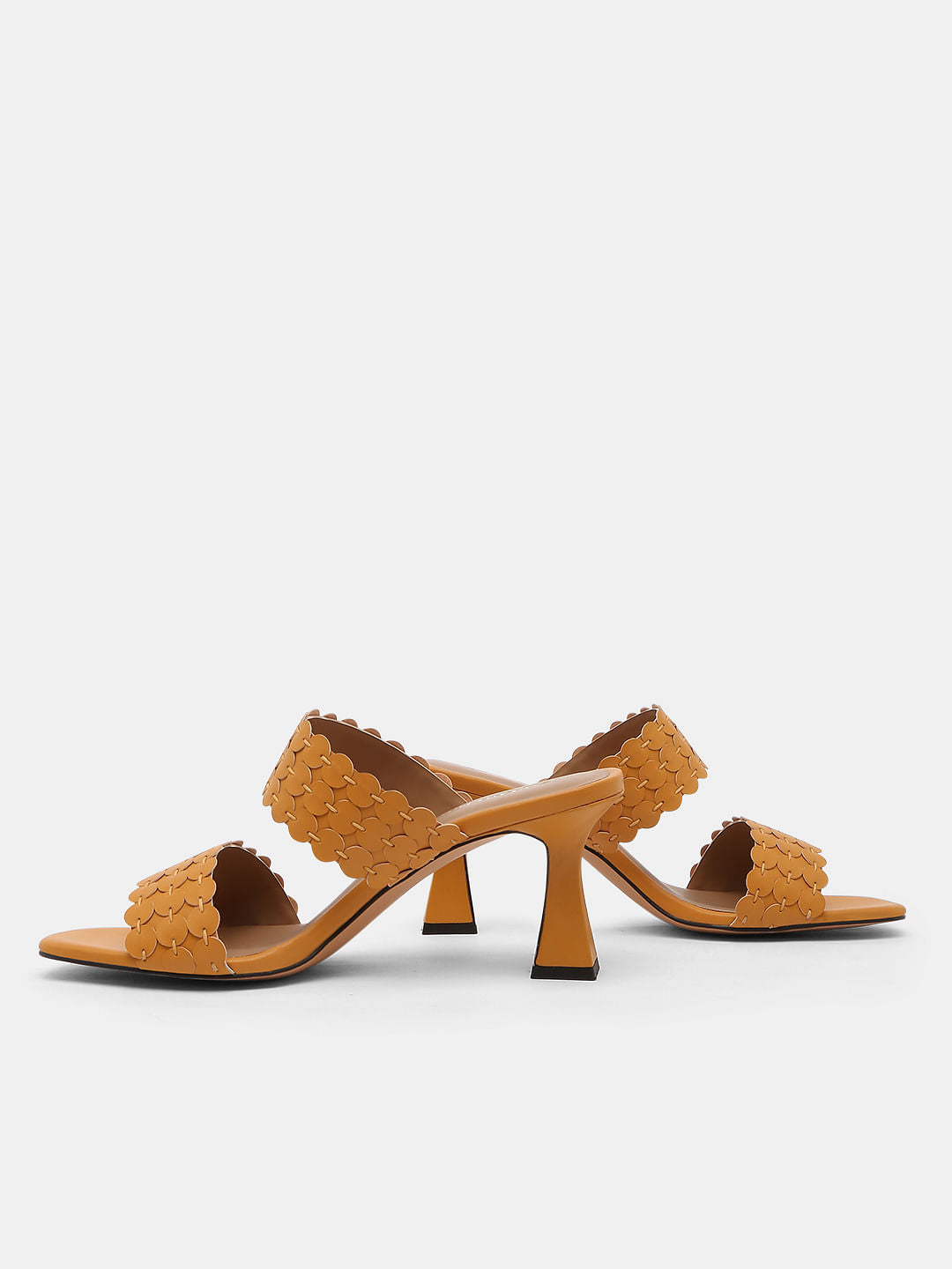 Golden Yellow Twin-Strap Heels