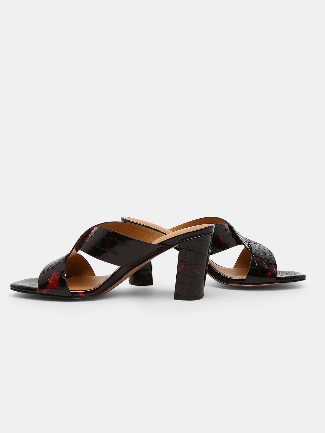 Black Croc Embossed Heels