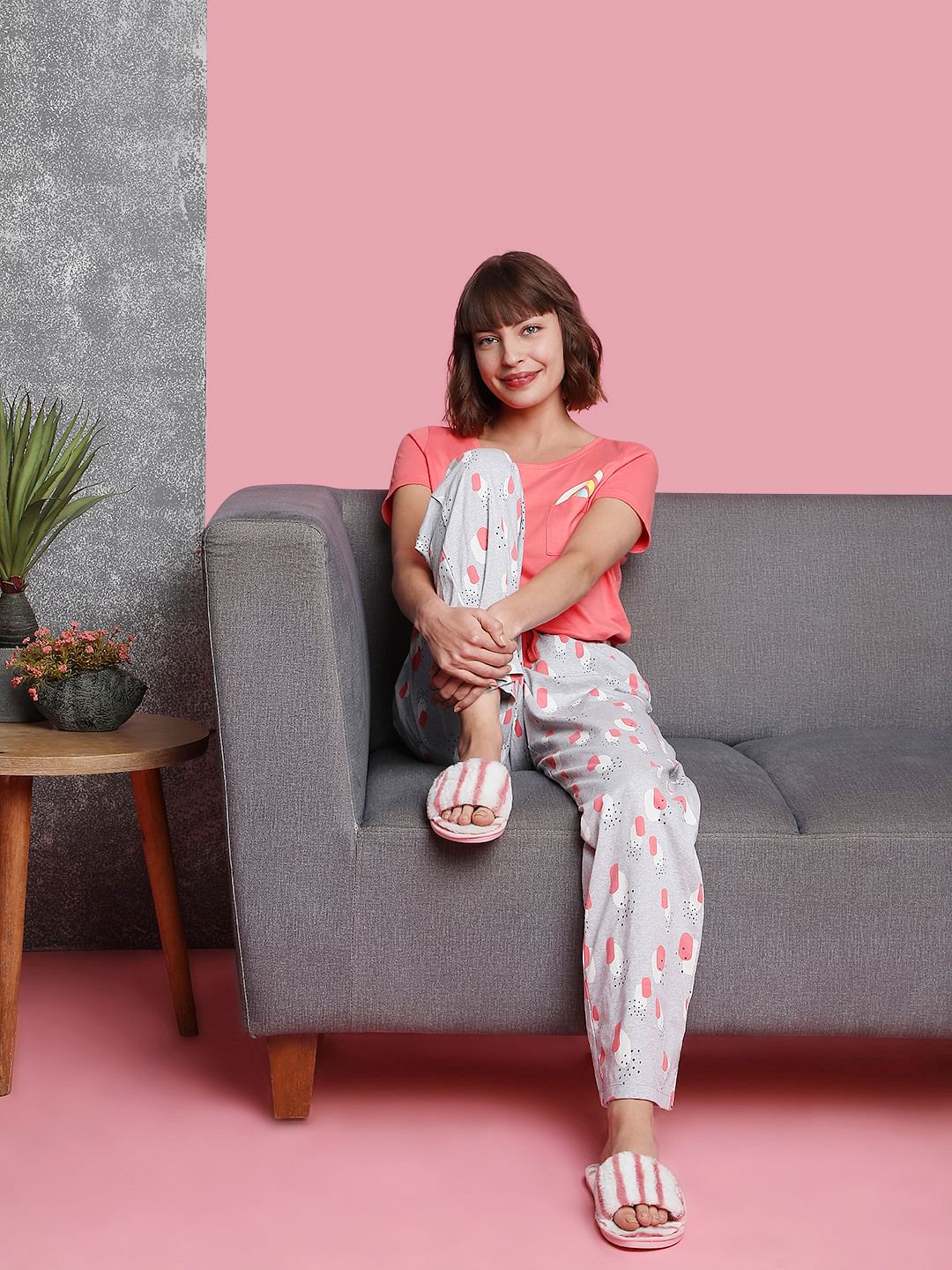 Pink T-Shirt & Pyjama Night Suit Set