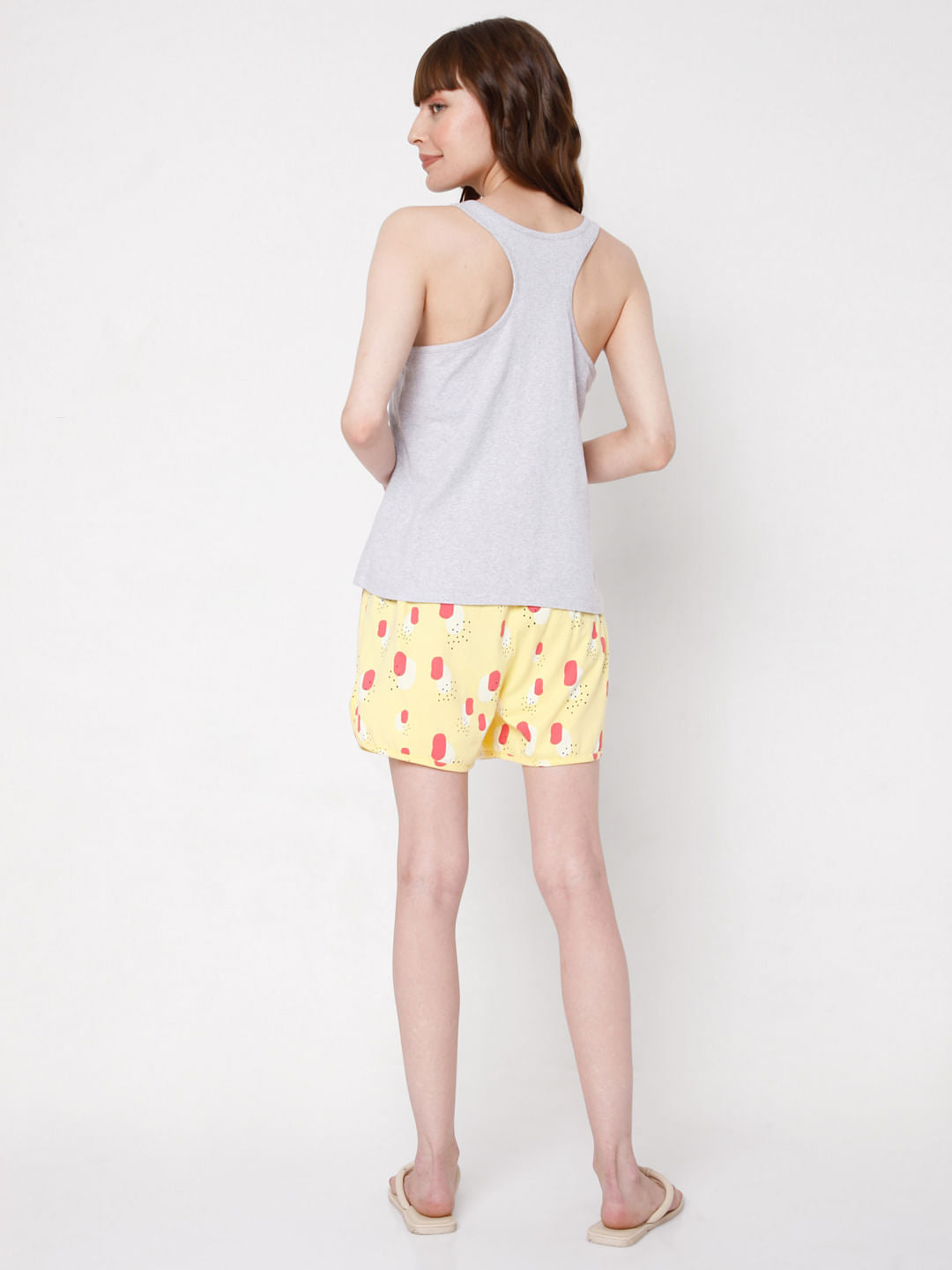 Grey & Yellow Tank Top & Shorts Set
