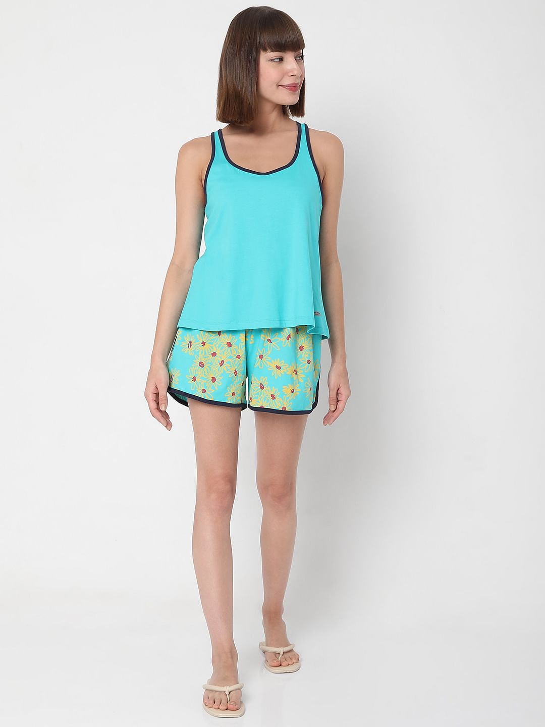 Blue Tank Top & Shorts Night Suit Set