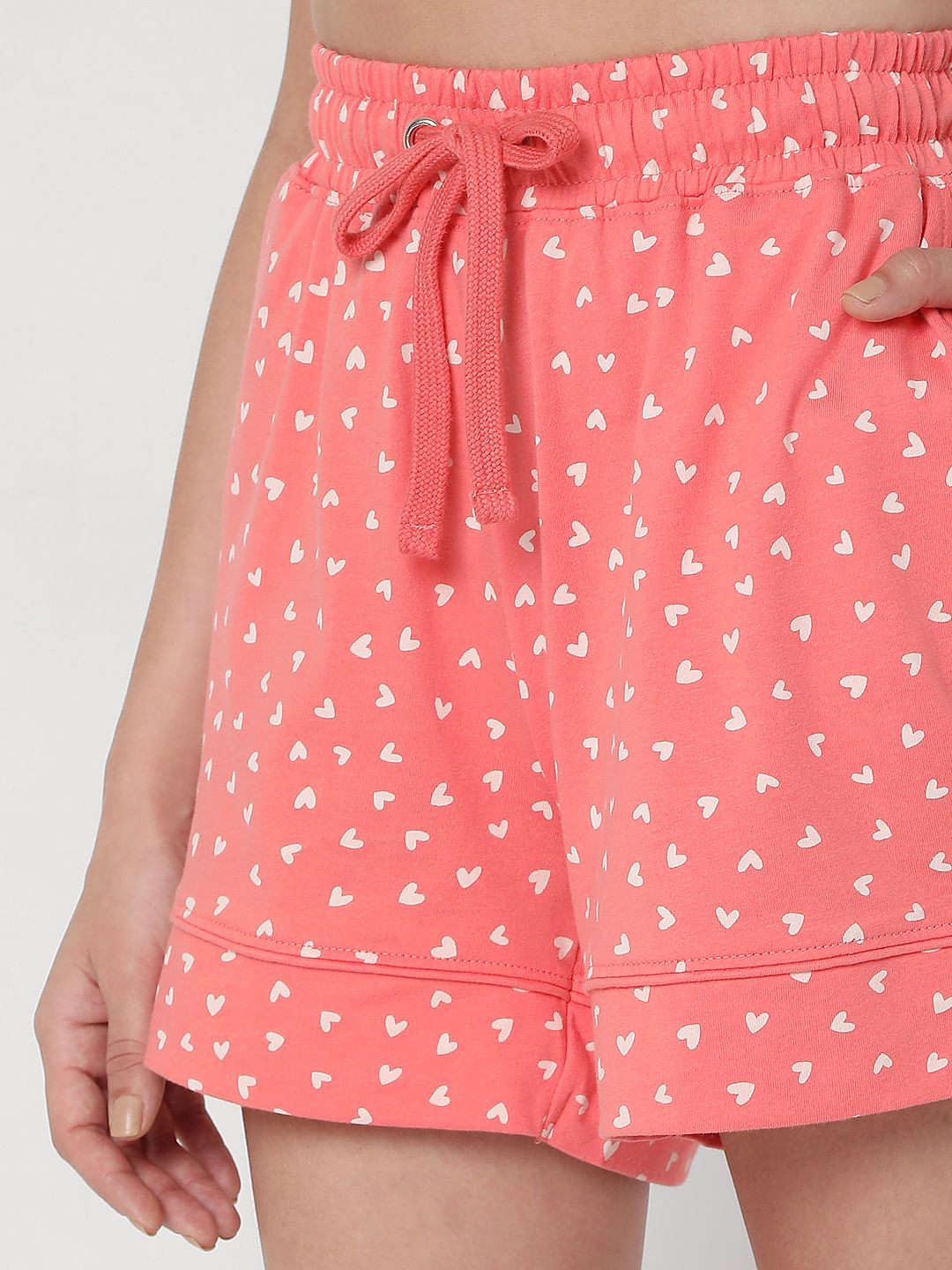 Pink Printed Shirt & Shorts Night Suit Set