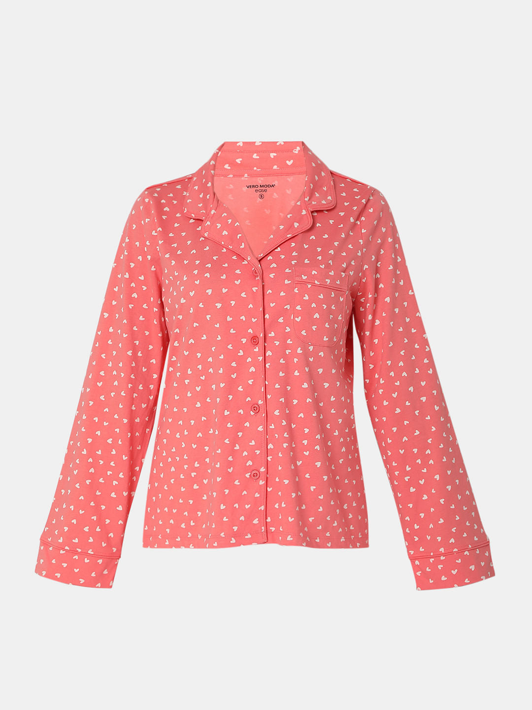 Pink Printed Shirt & Shorts Night Suit Set