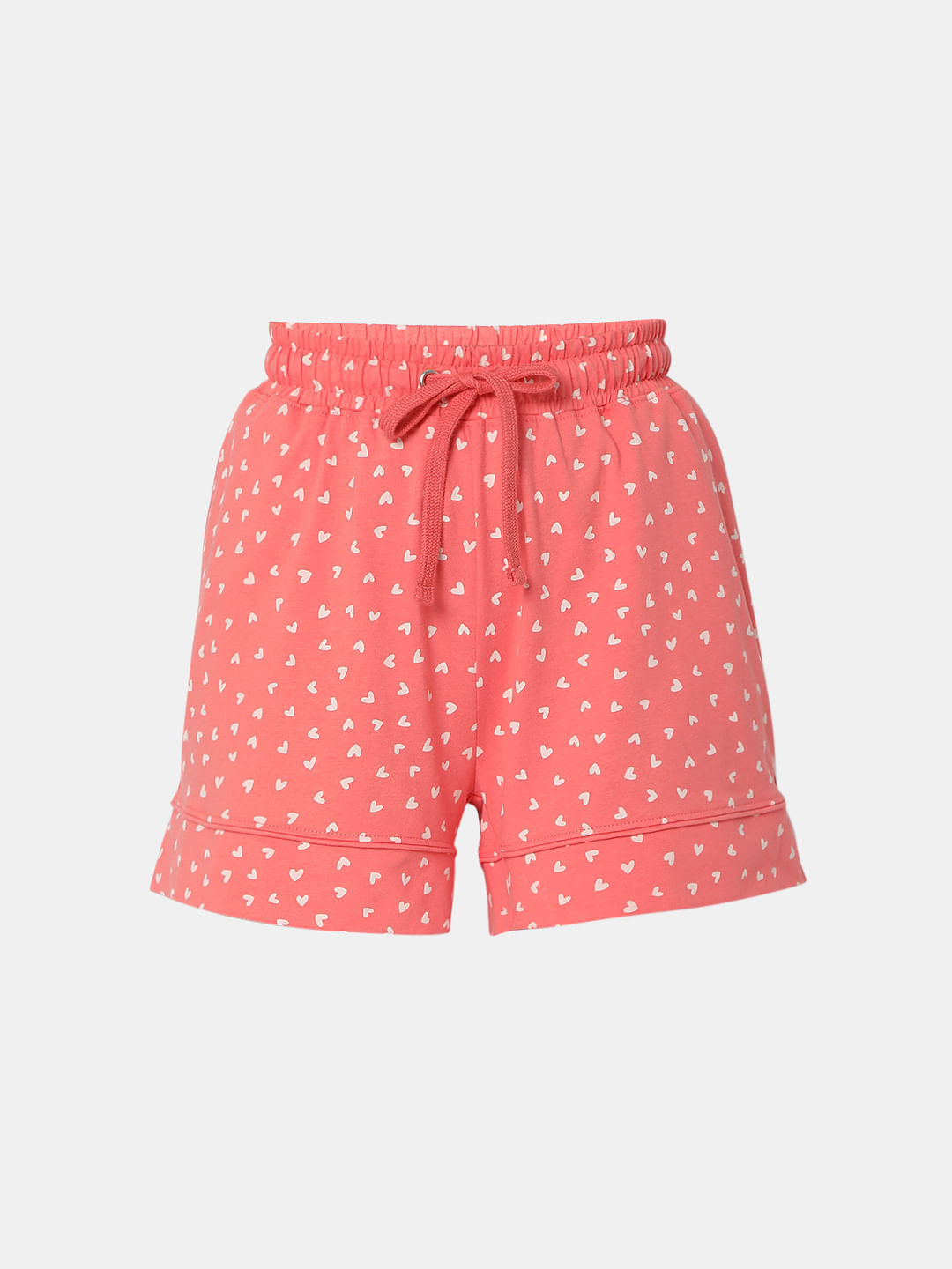 Pink Printed Shirt & Shorts Night Suit Set