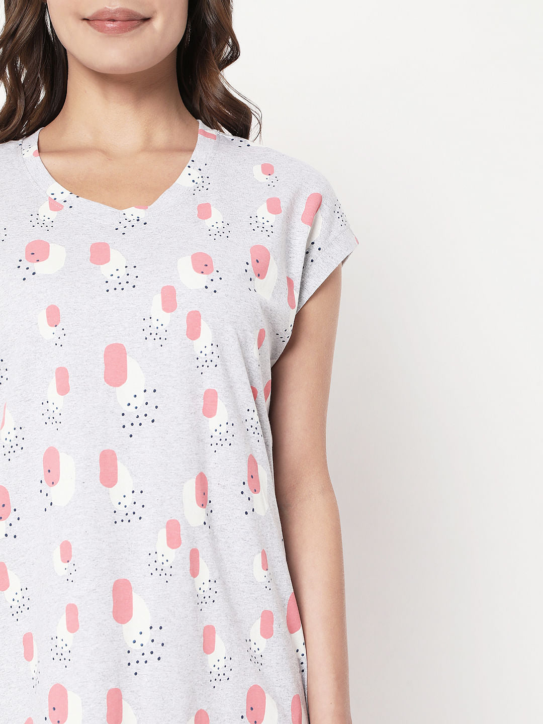 Grey Printed Night Dress