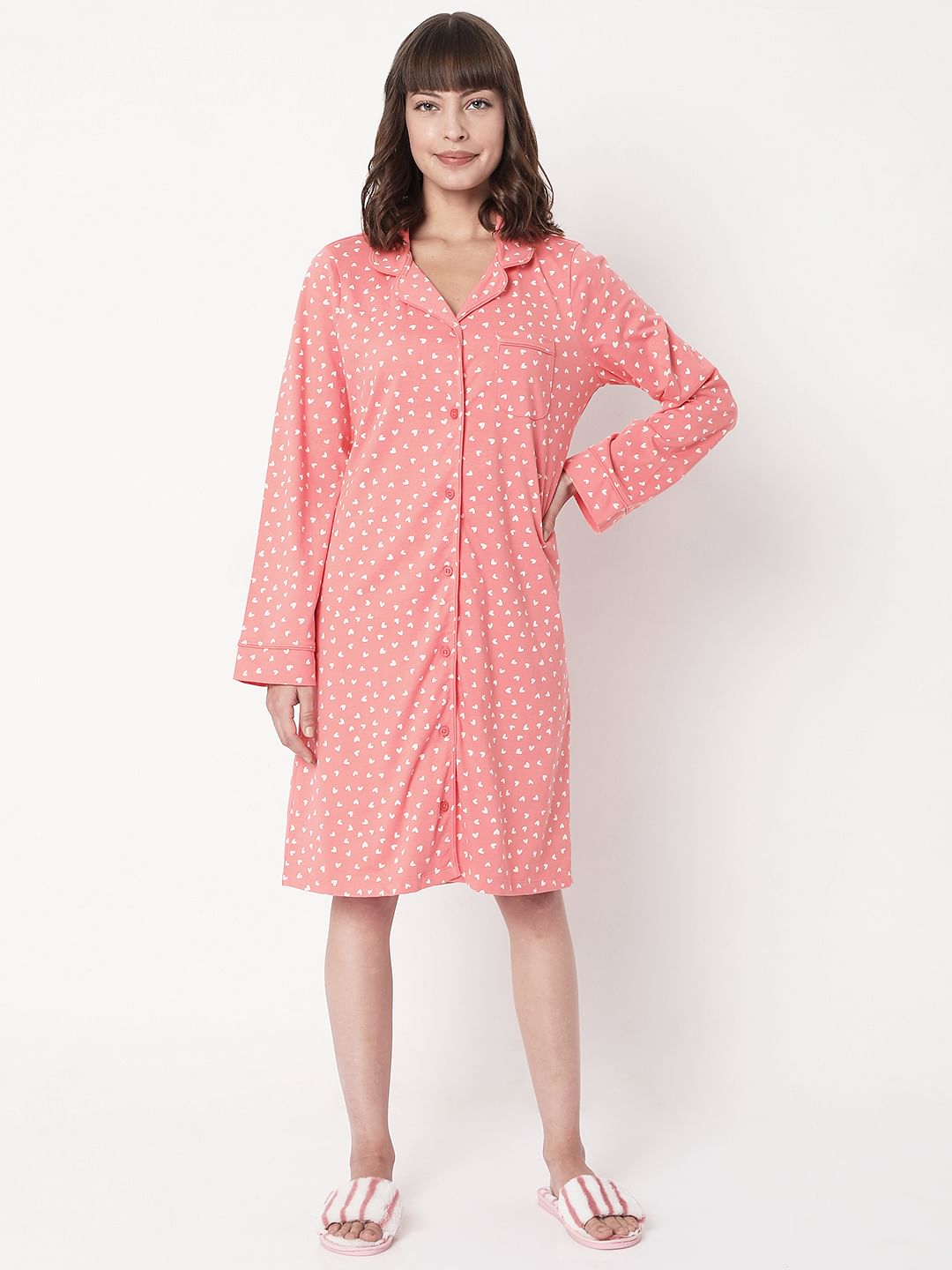 Pink Printed Night Dress