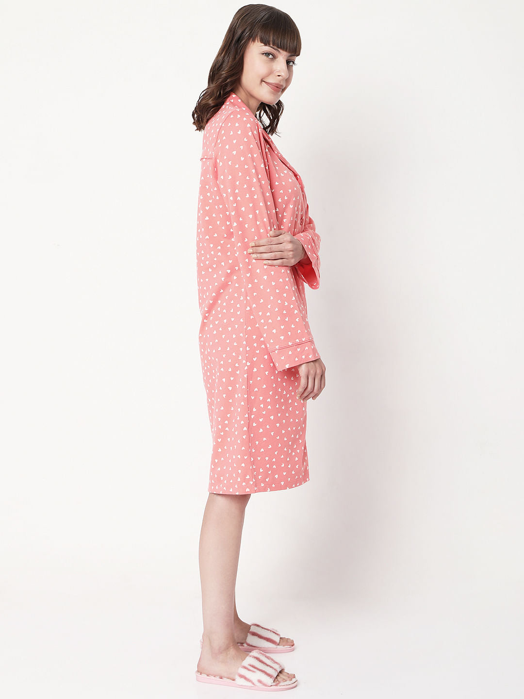 Pink Printed Night Dress