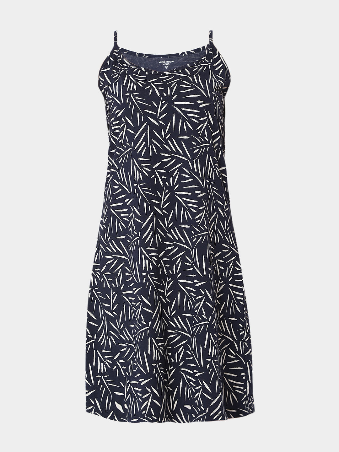Blue Printed Strappy Night Dress