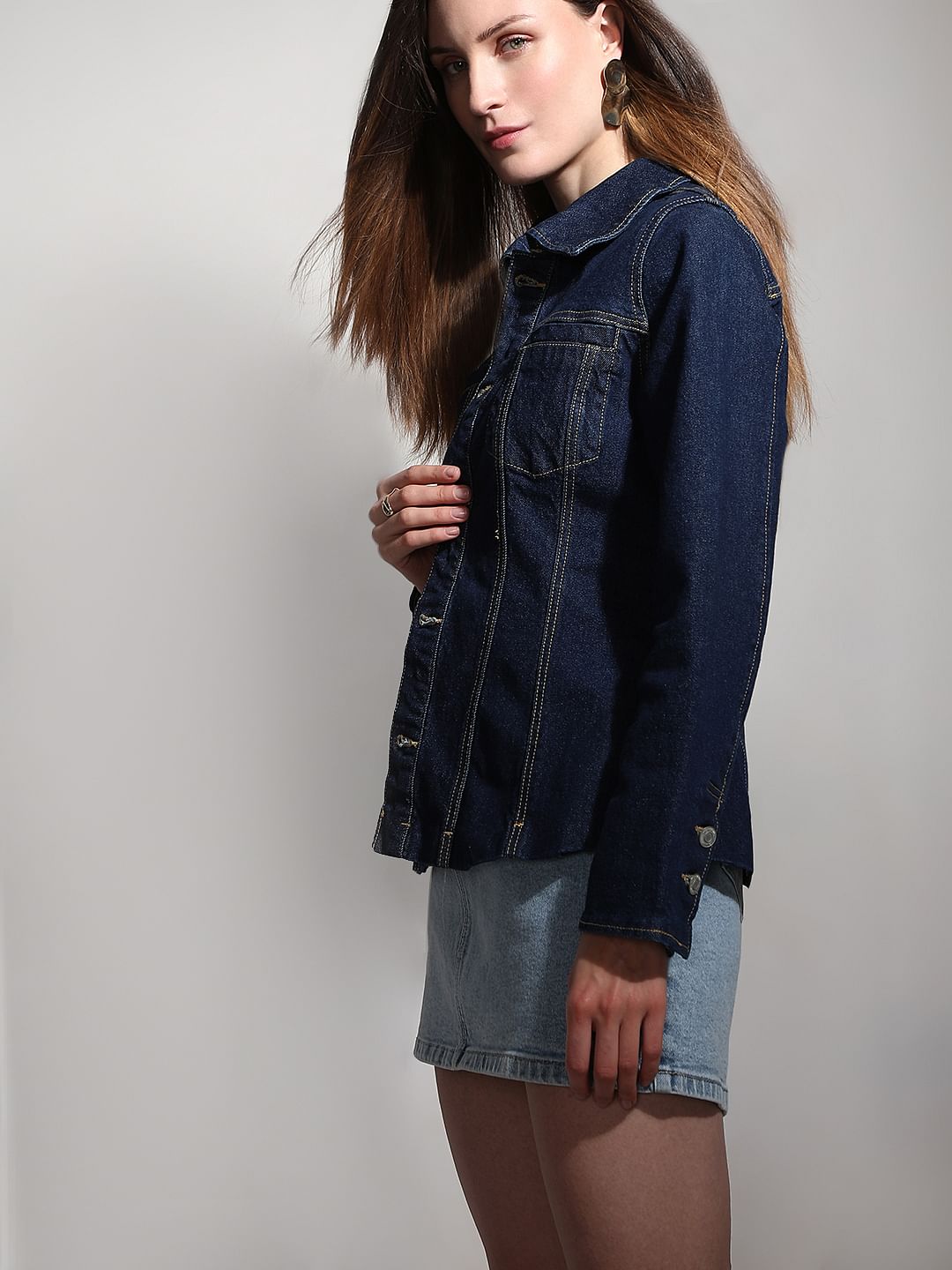 Dark Blue Panel Denim Shirt