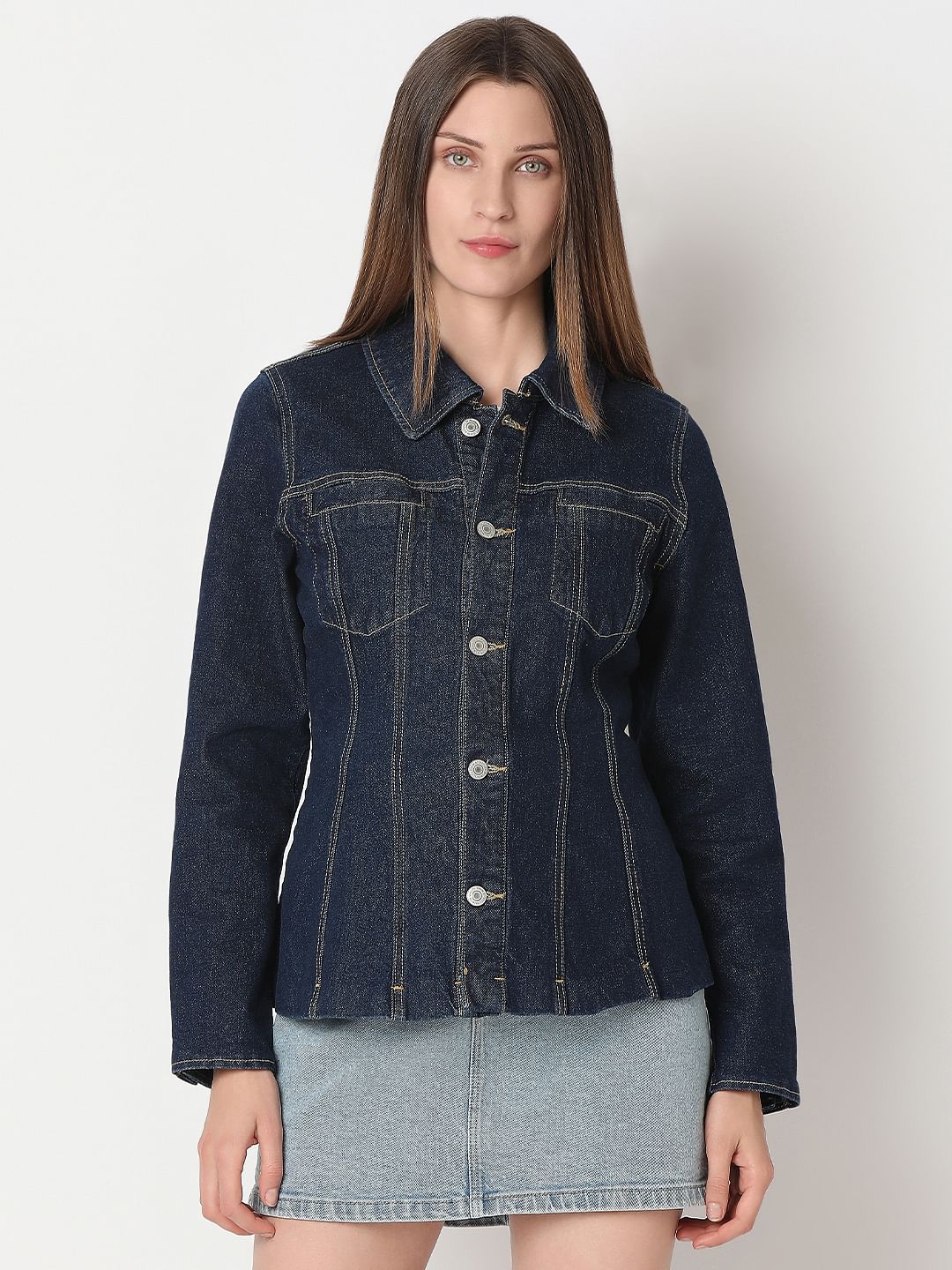 Dark Blue Panel Denim Shirt