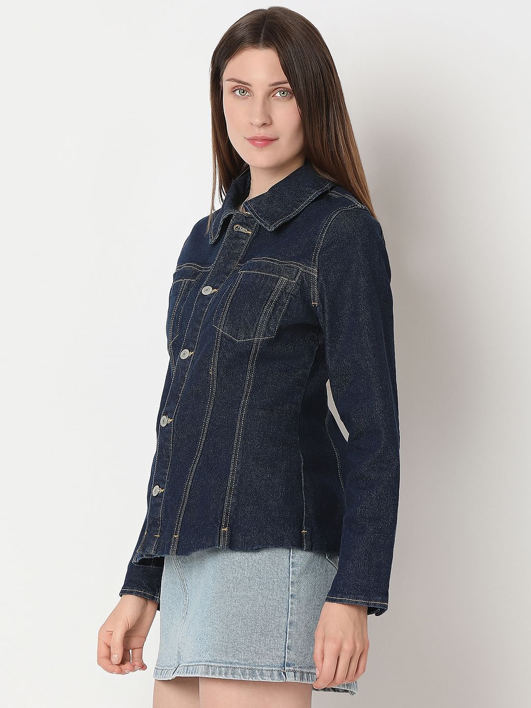 Dark Blue Panel Denim Shirt