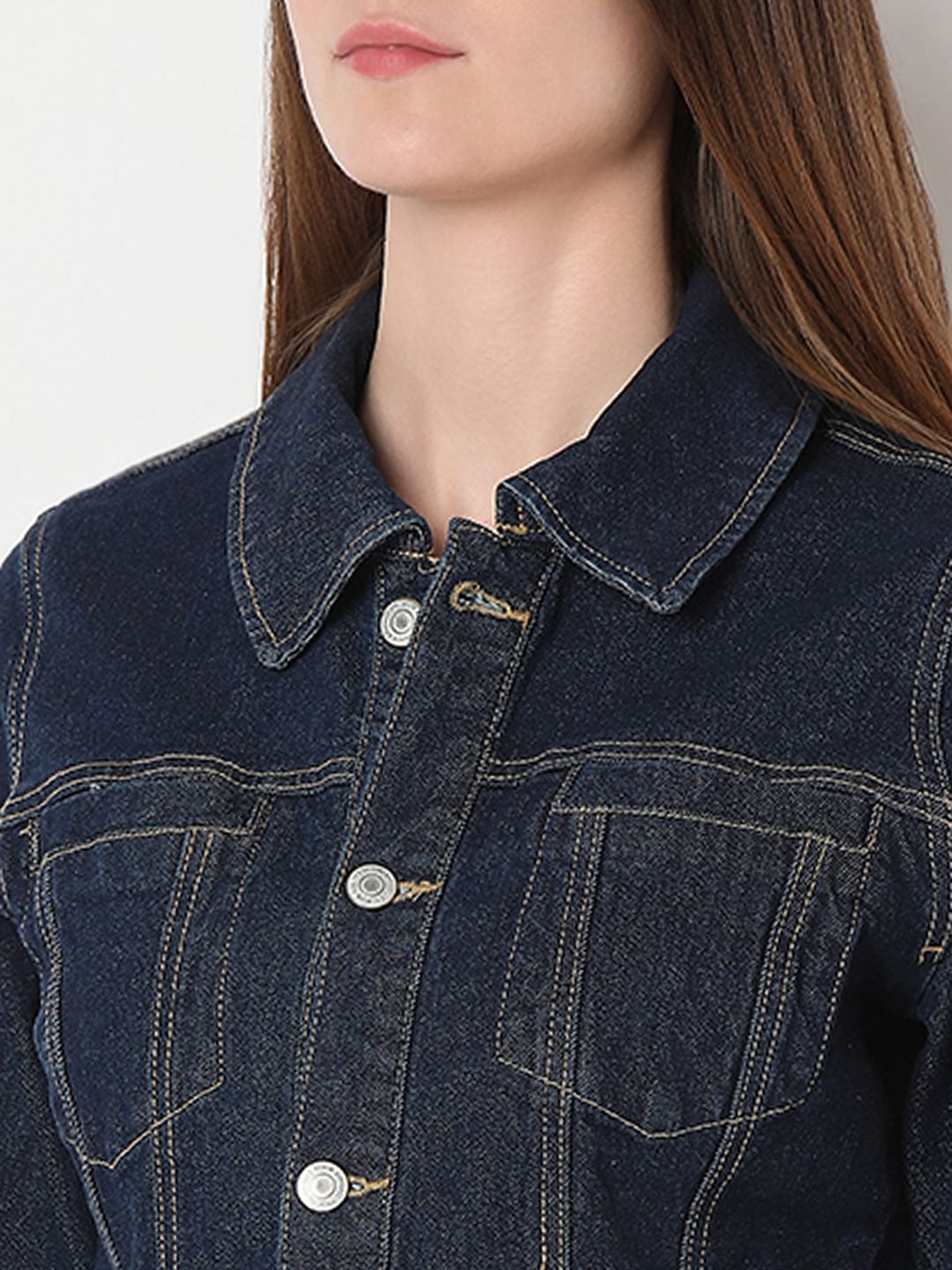 Dark Blue Panel Denim Shirt