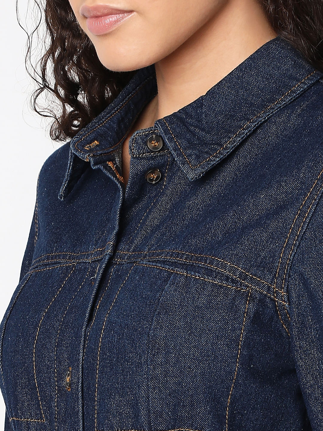 Dark Blue Denim Midi Dress