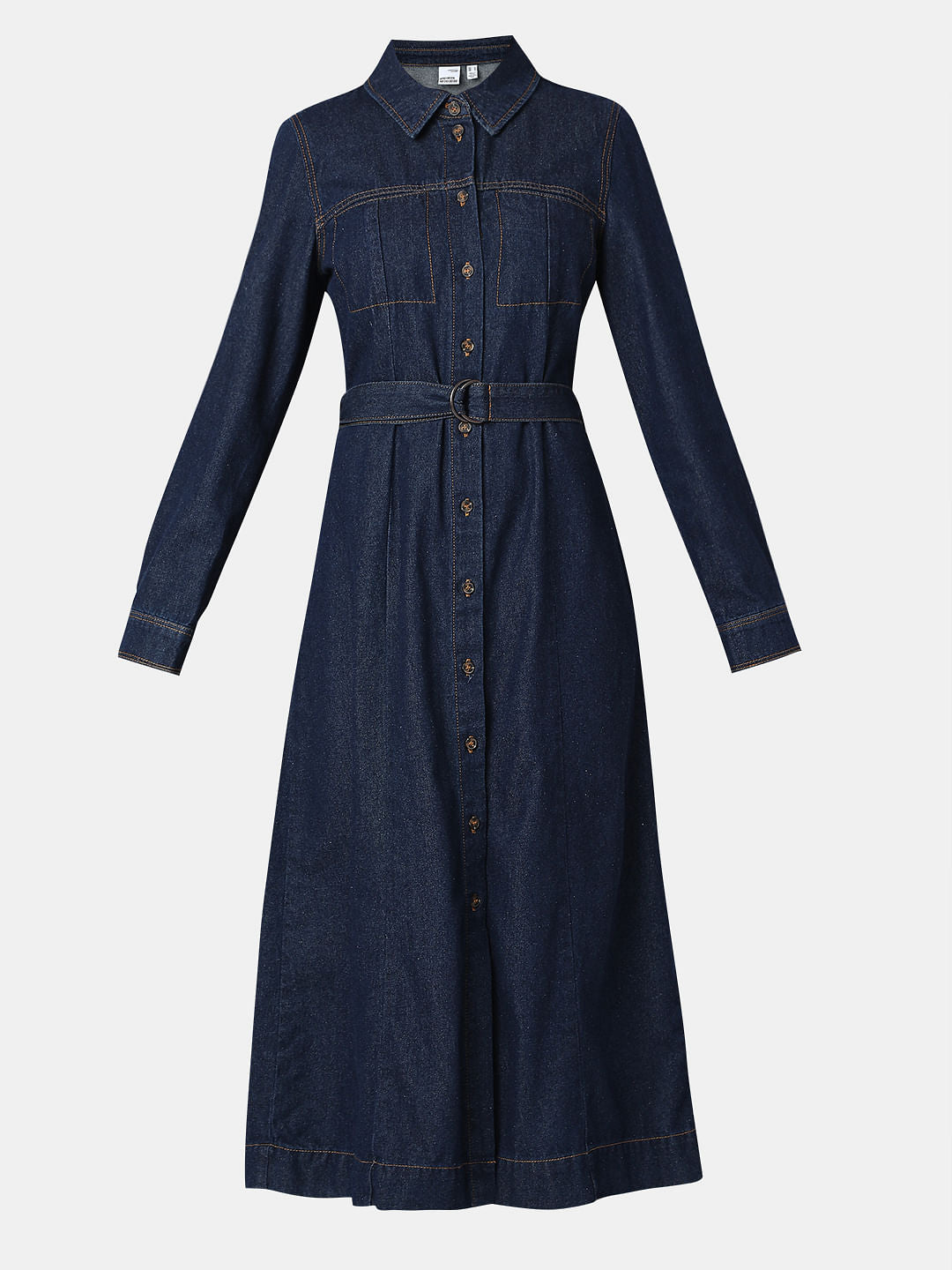 Dark Blue Denim Midi Dress