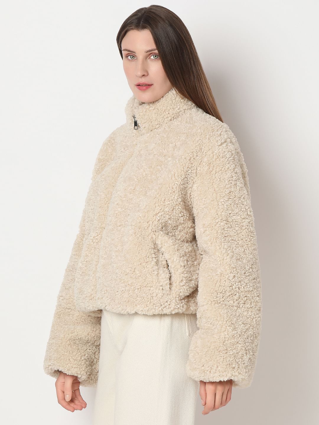 Beige Short Teddy Jacket