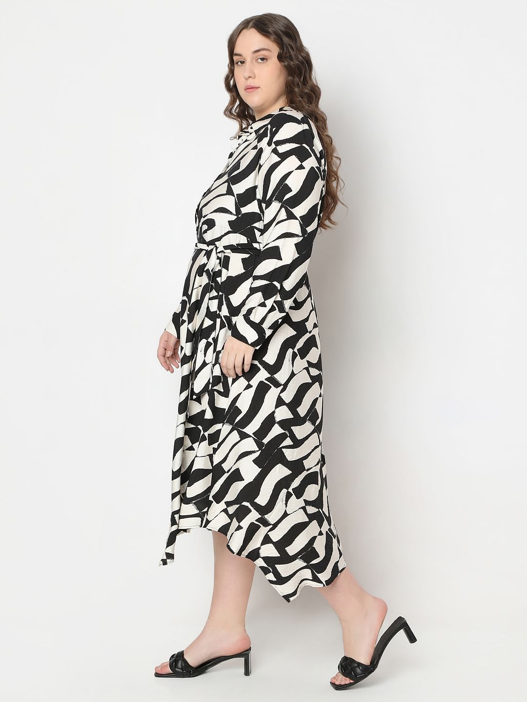 Curve Black Printed Shirt Dress