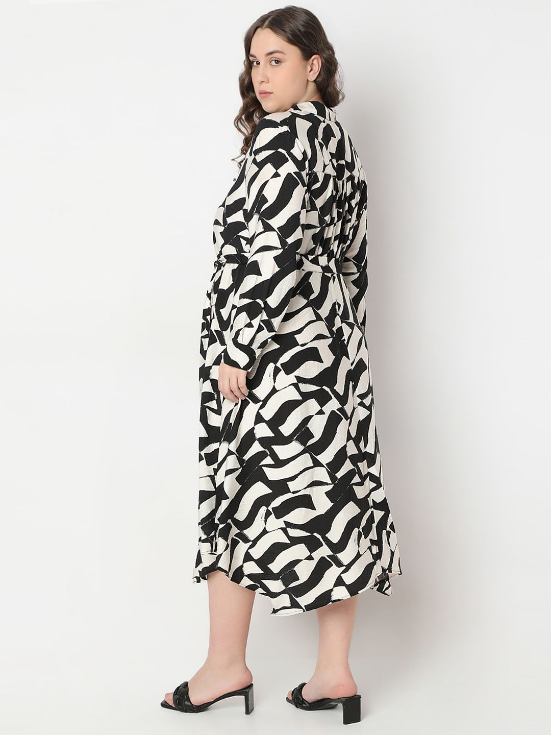 Curve Black Printed Shirt Dress
