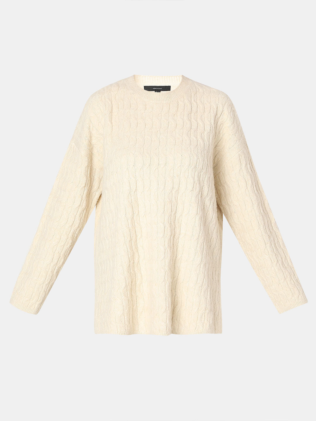Beige Oversized Knit Pullover