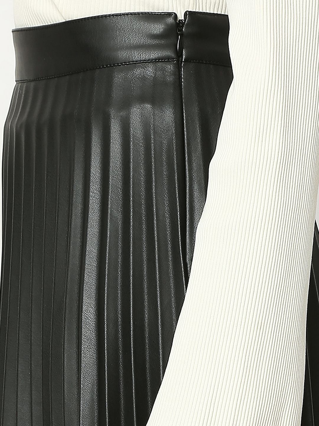 Black Pleated Midi Skirt