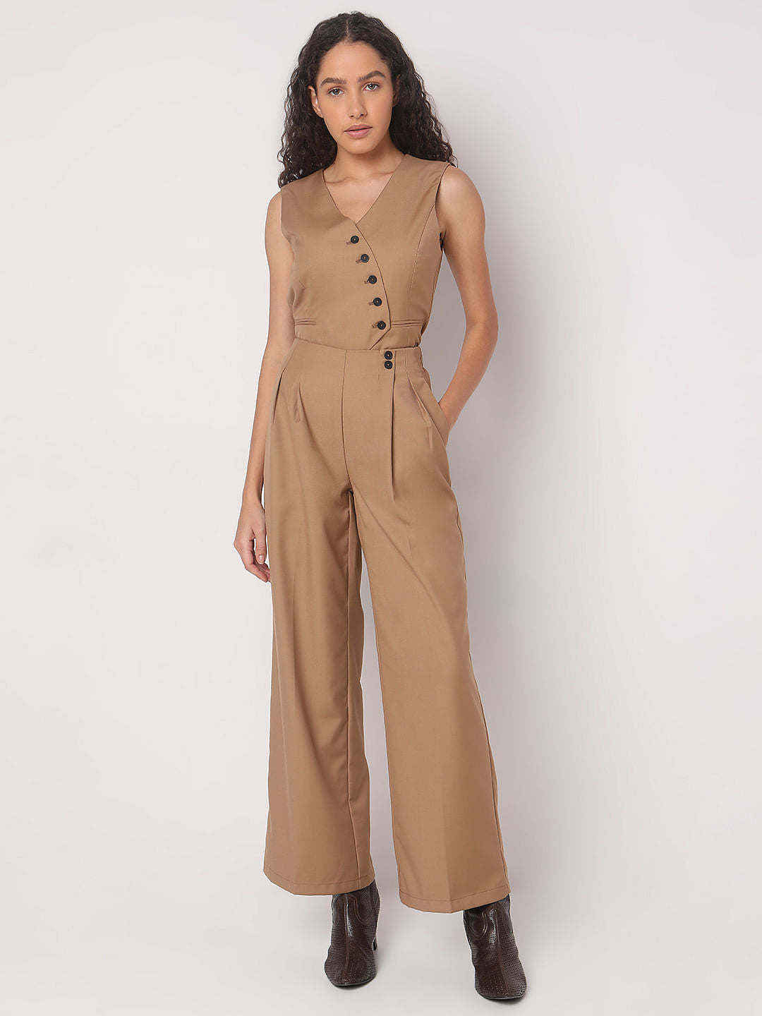 Beige Wide Leg Pant