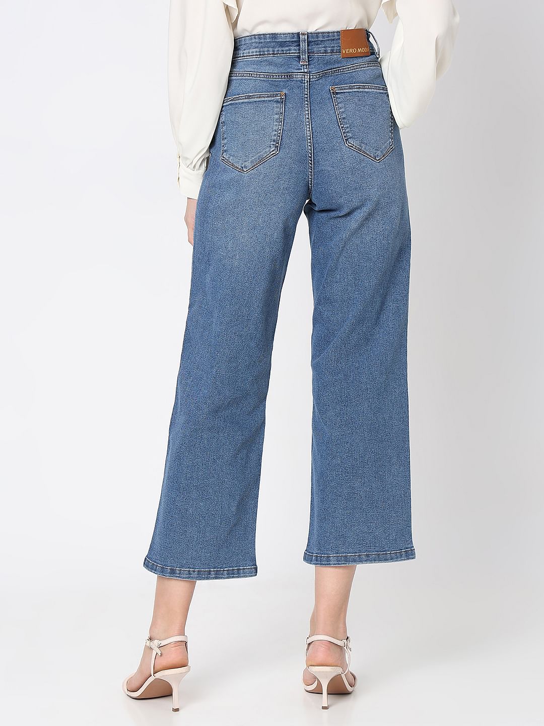 Blue High Rise Washed Zoey Wide-Leg Jeans