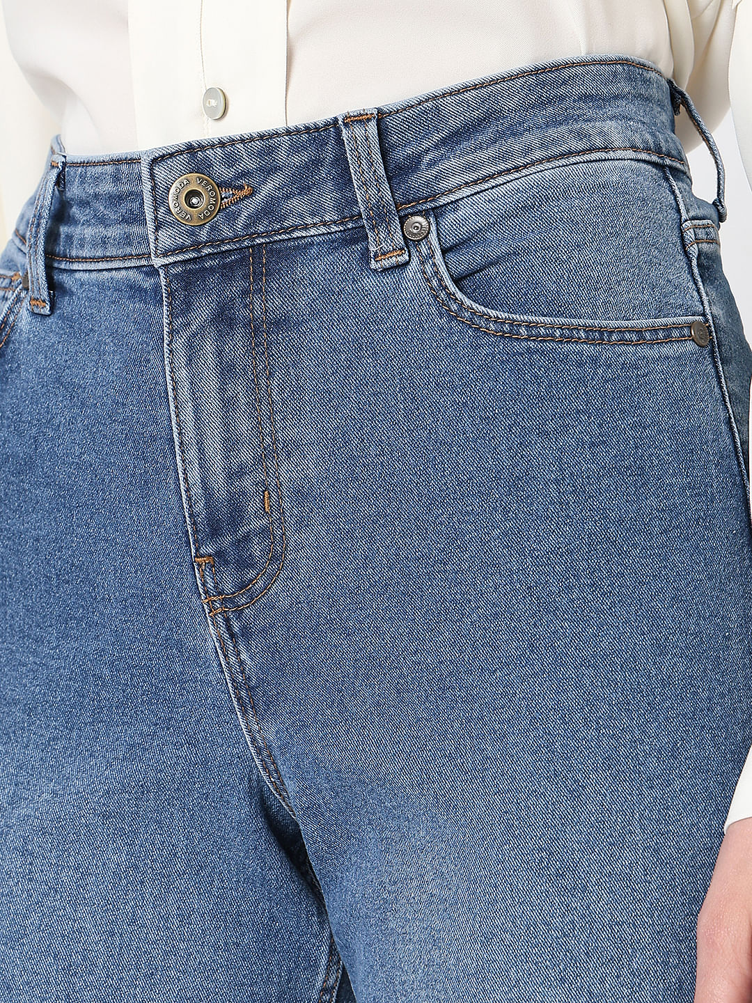 Blue High Rise Washed Zoey Wide-Leg Jeans