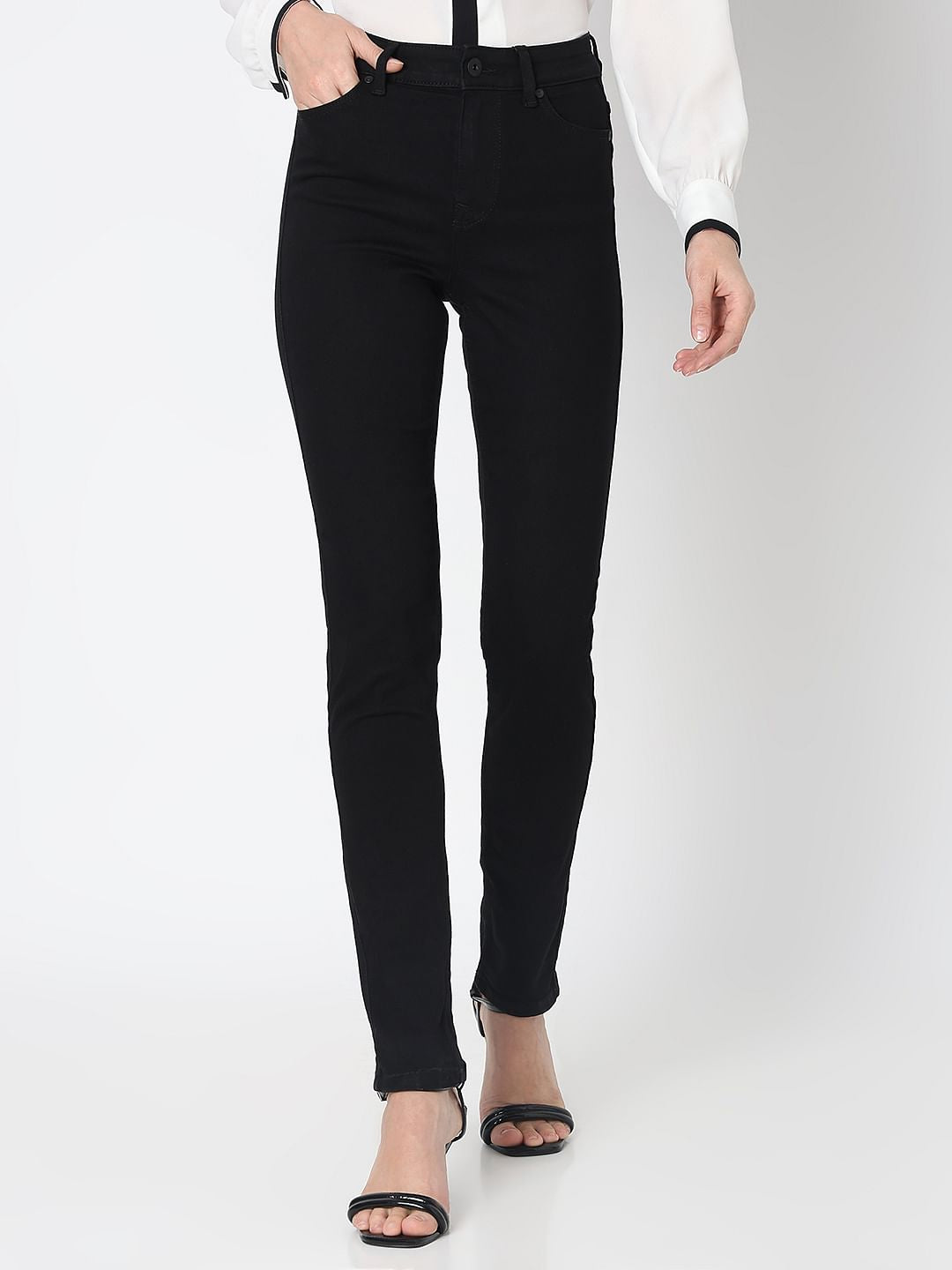 Black Mid Rise Wendy Skinny Fit Jeans
