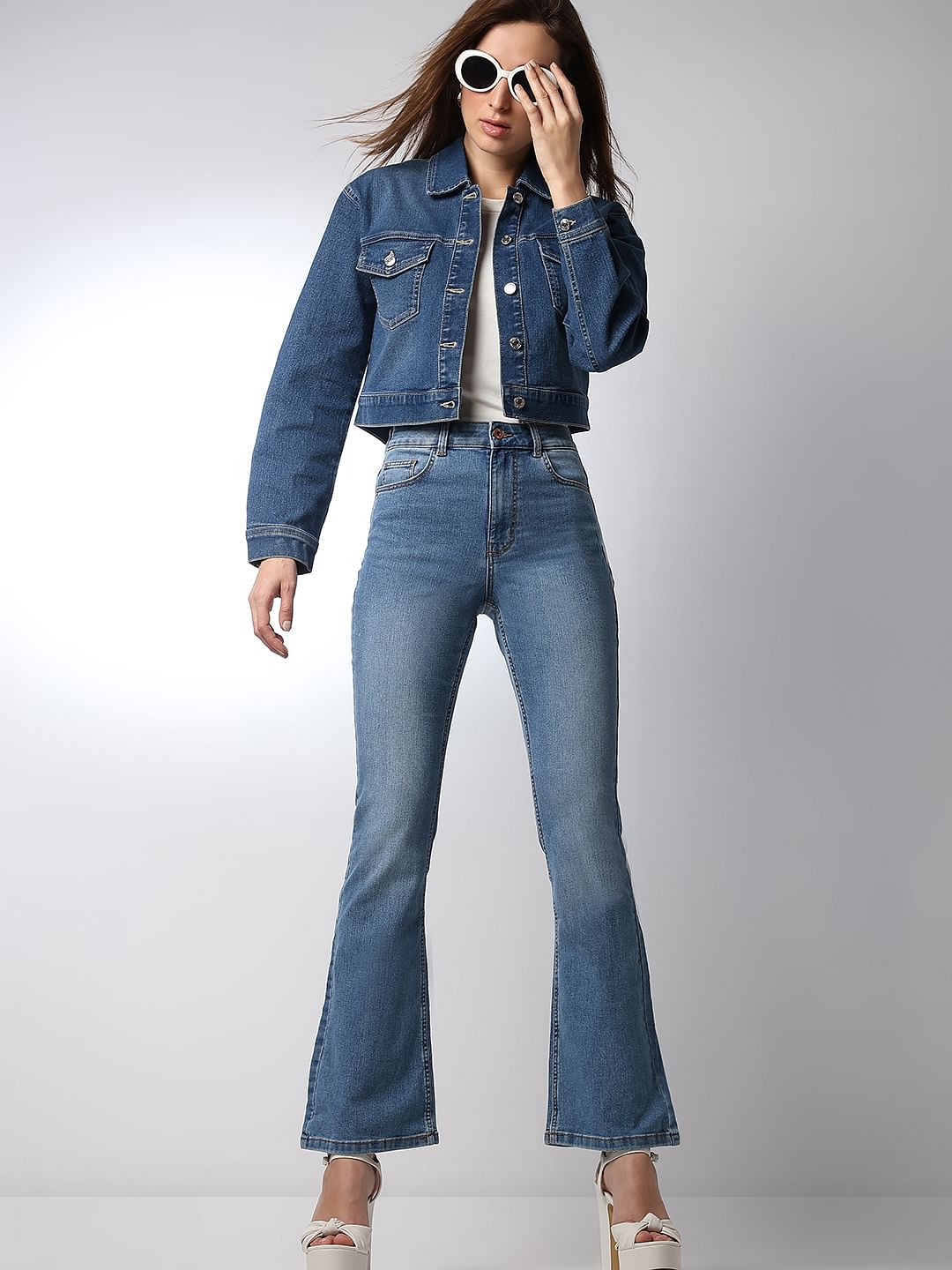 Light Blue High Rise Flared Jeans