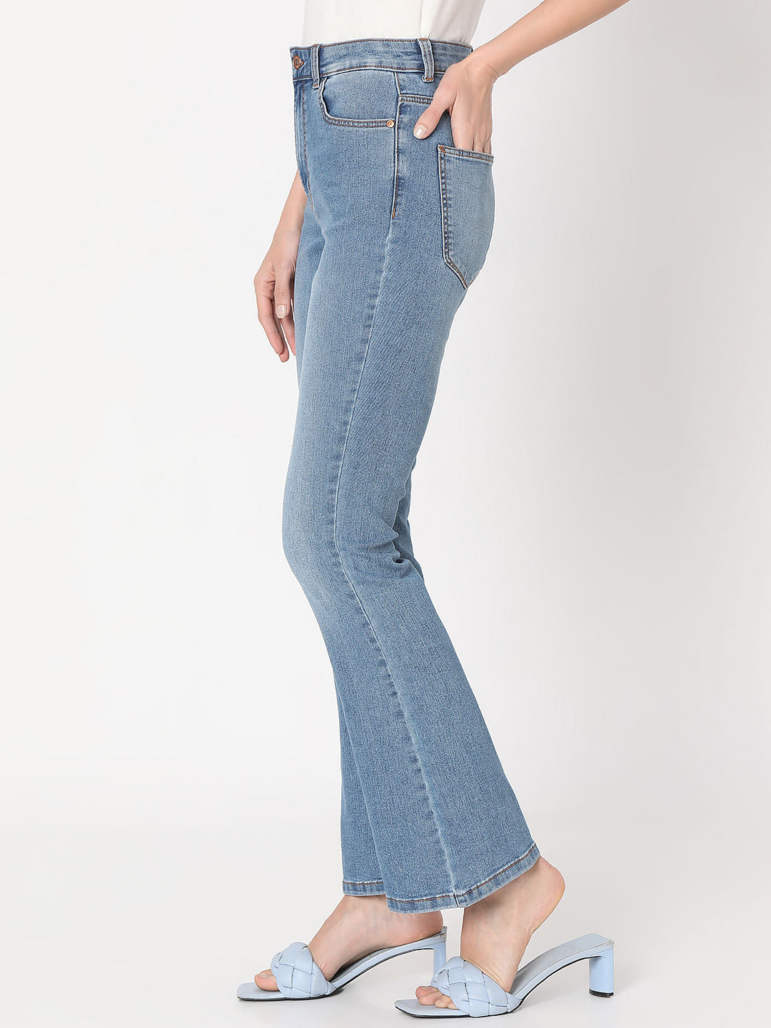 Light Blue High Rise Flared Jeans