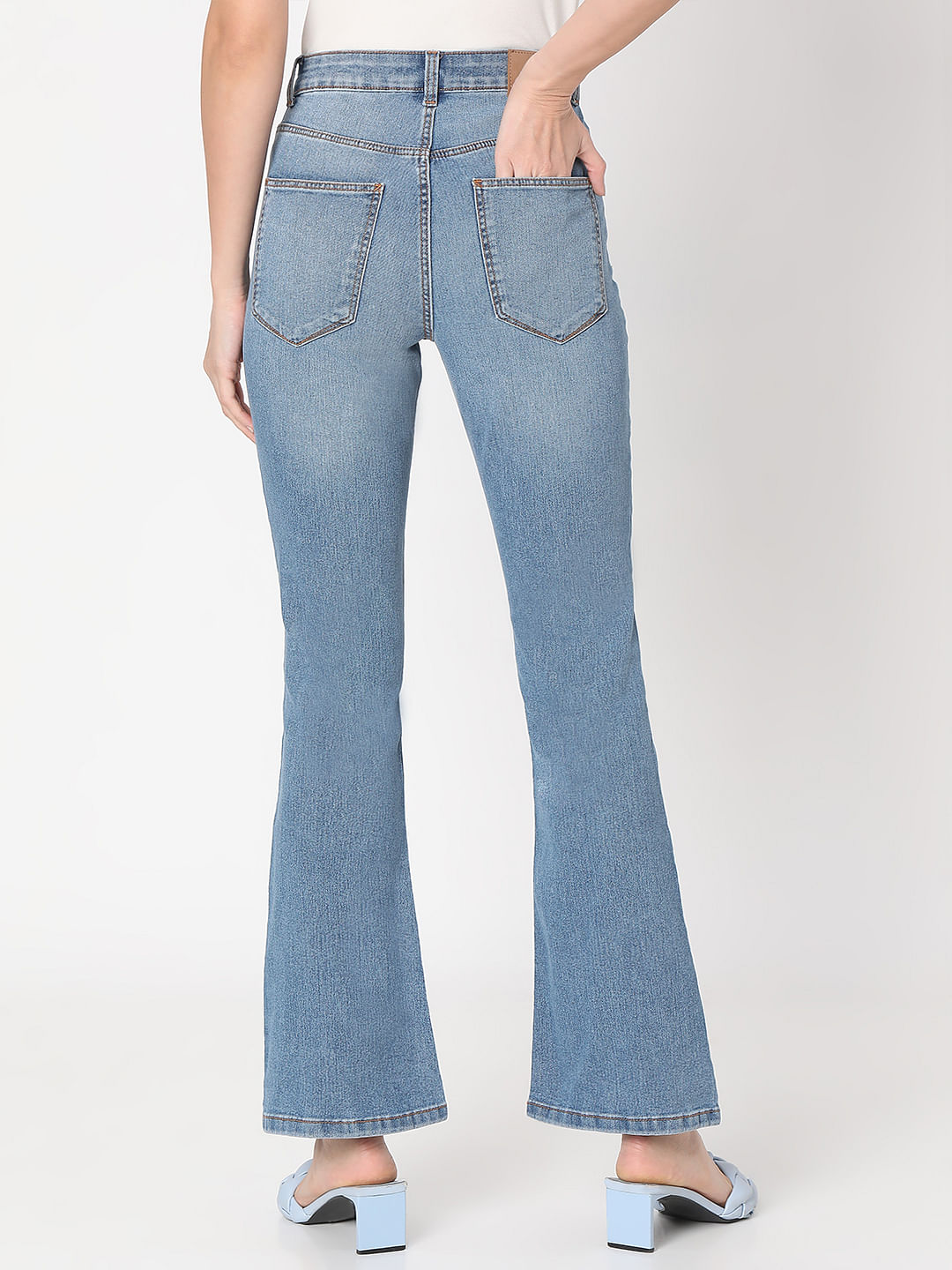 Light Blue High Rise Flared Jeans