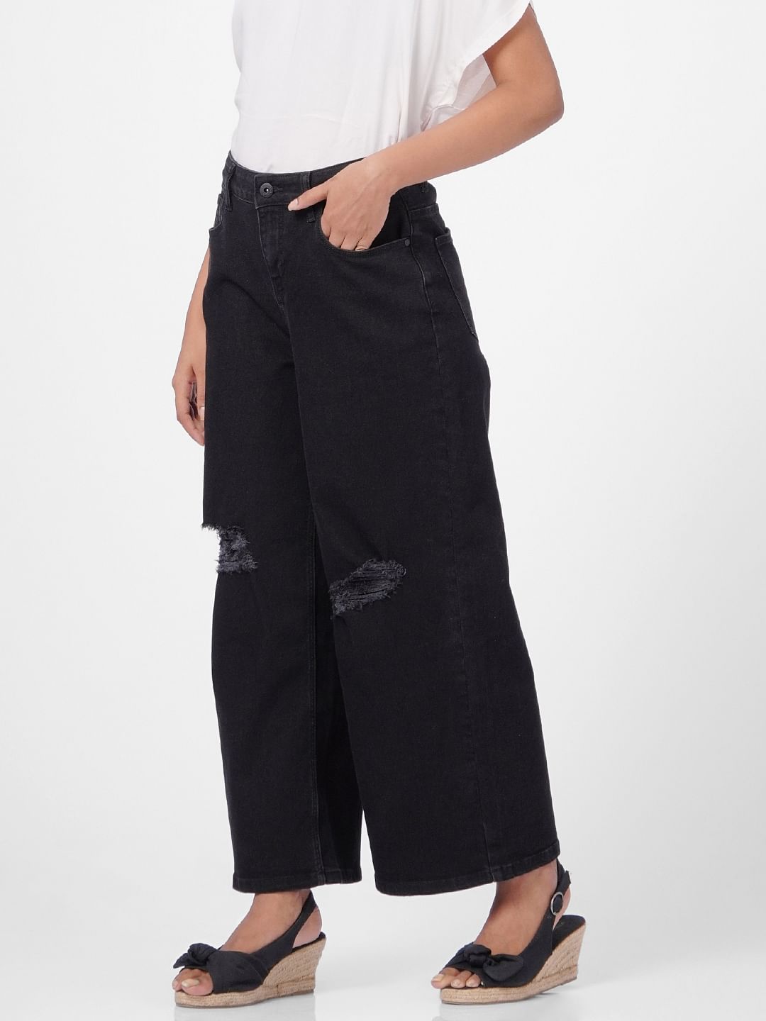Black Zoey Wide-Leg Jeans