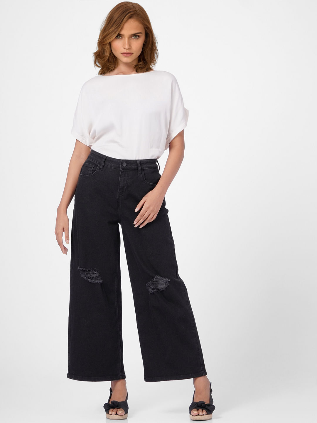 Black Zoey Wide-Leg Jeans