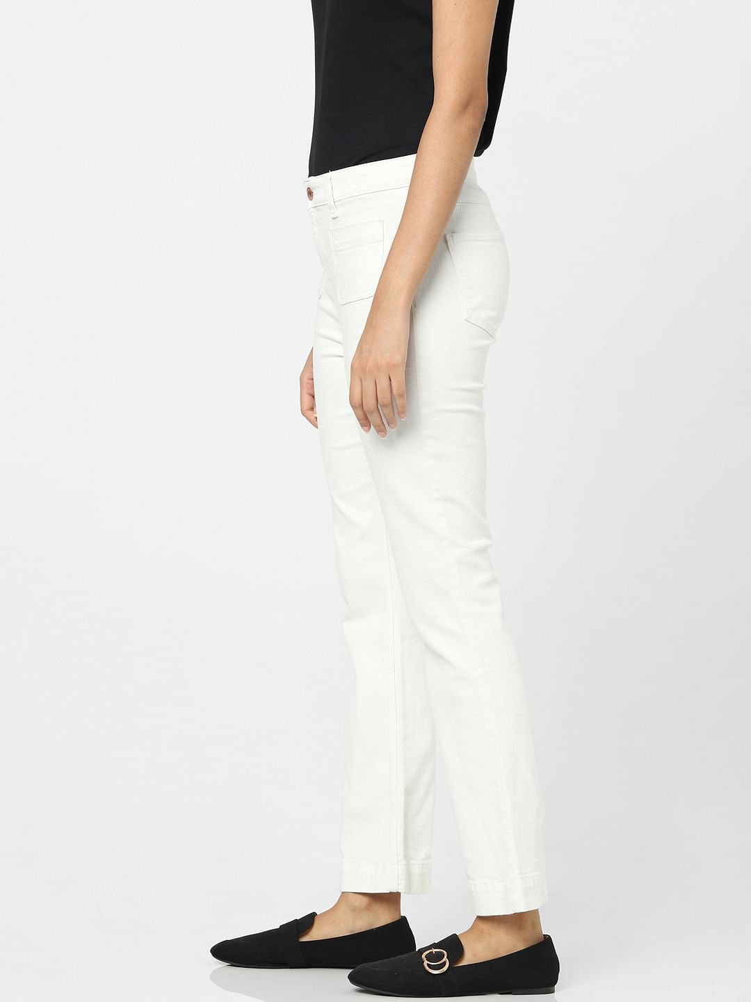 White Plain Coloured Jeans