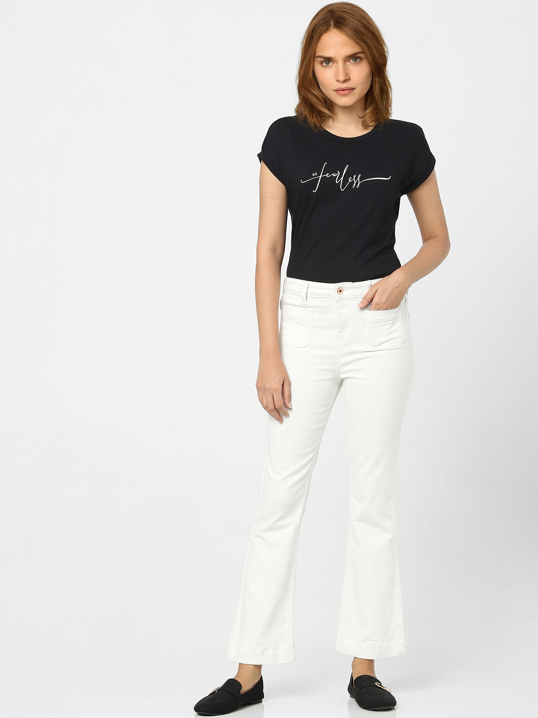White Plain Coloured Jeans