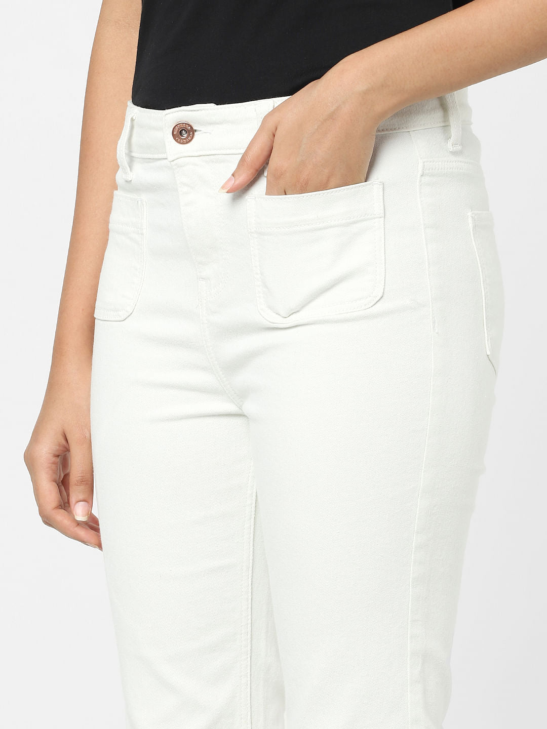 White Plain Coloured Jeans