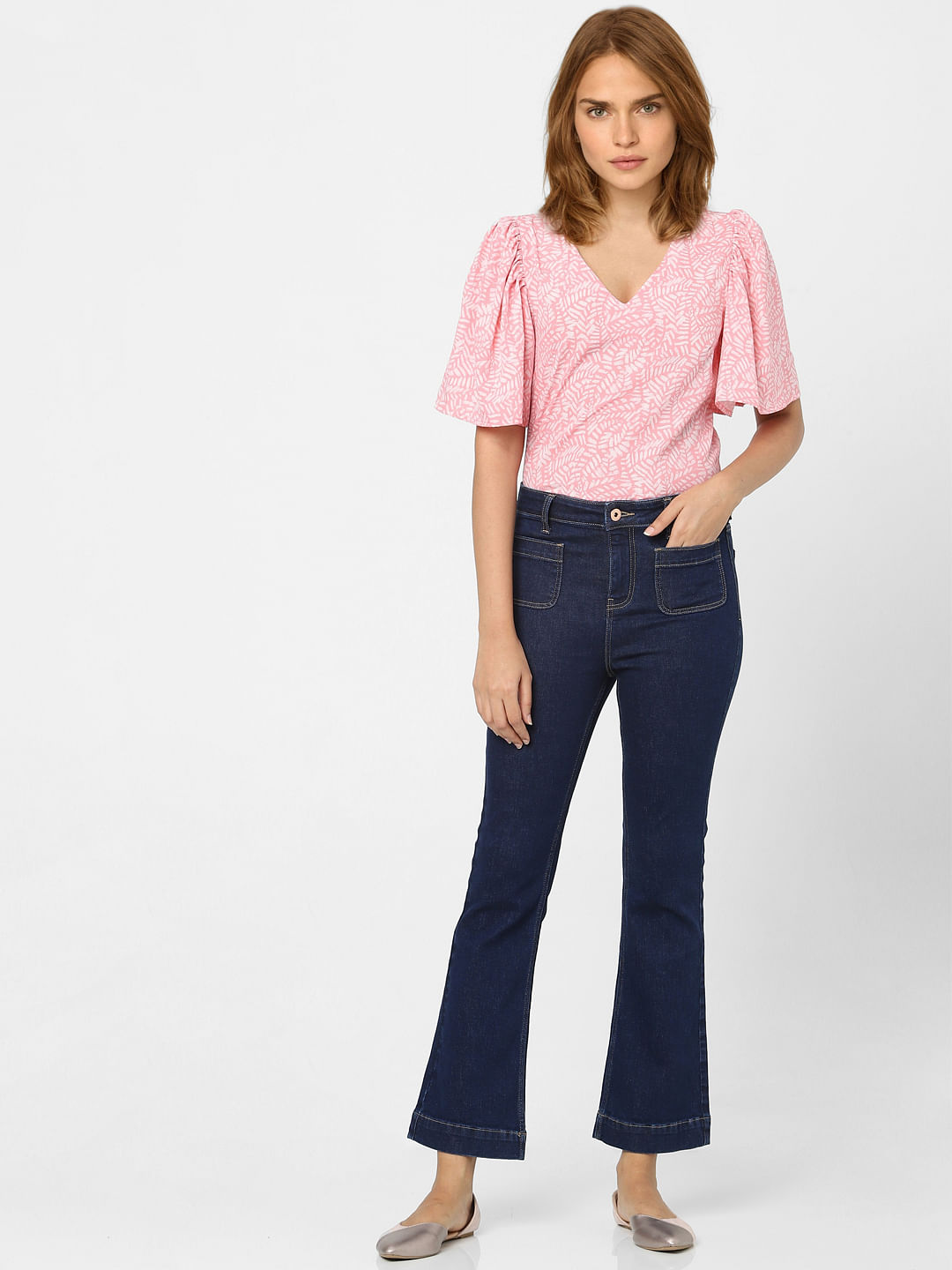 Dark Blue Mid Rise Petra Bootcut Jeans