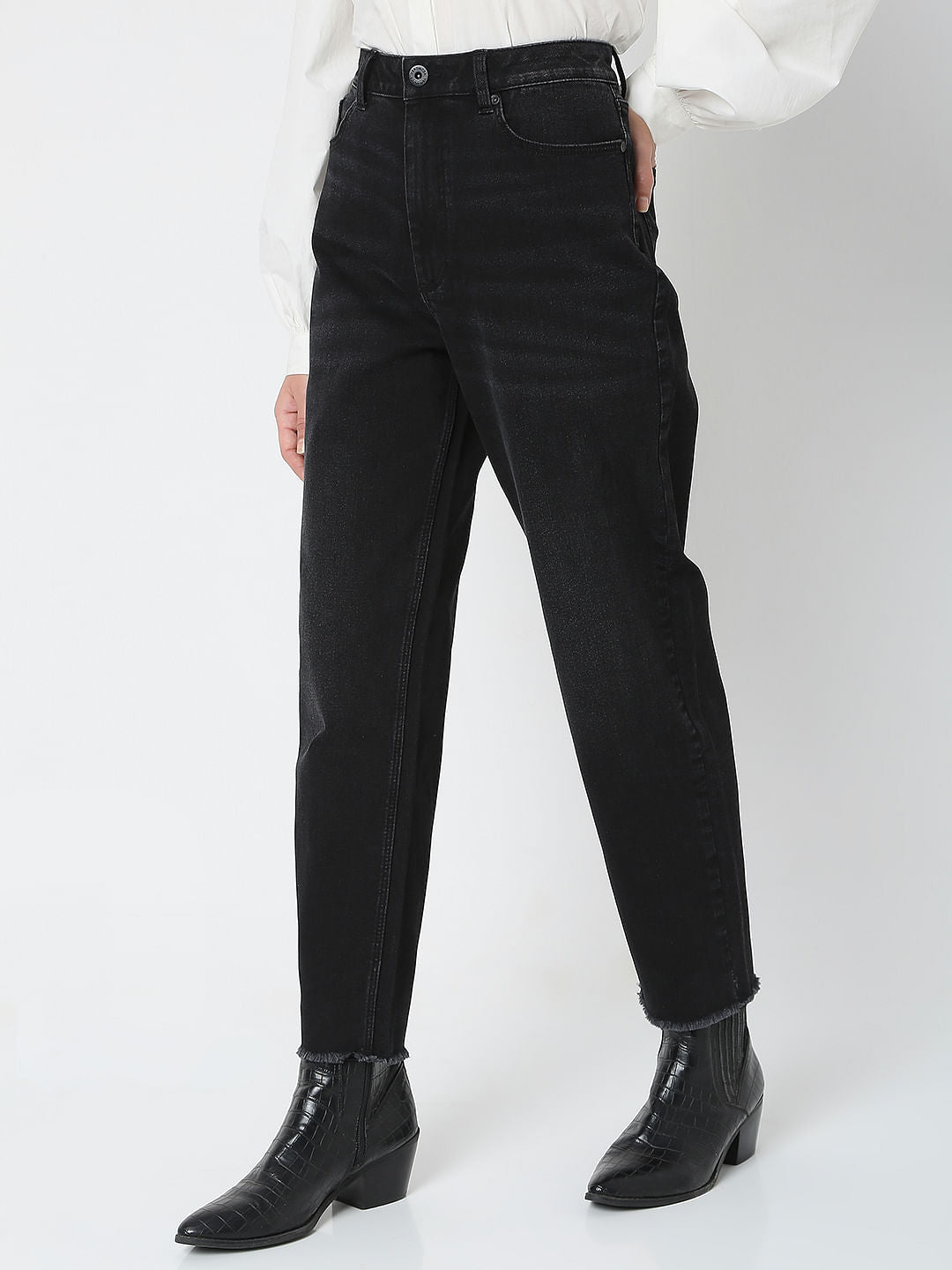 Black High Rise Mom Fit Jeans