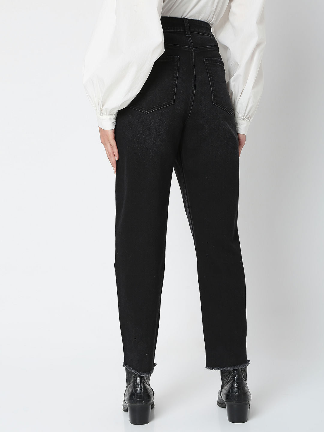 Black High Rise Mom Fit Jeans