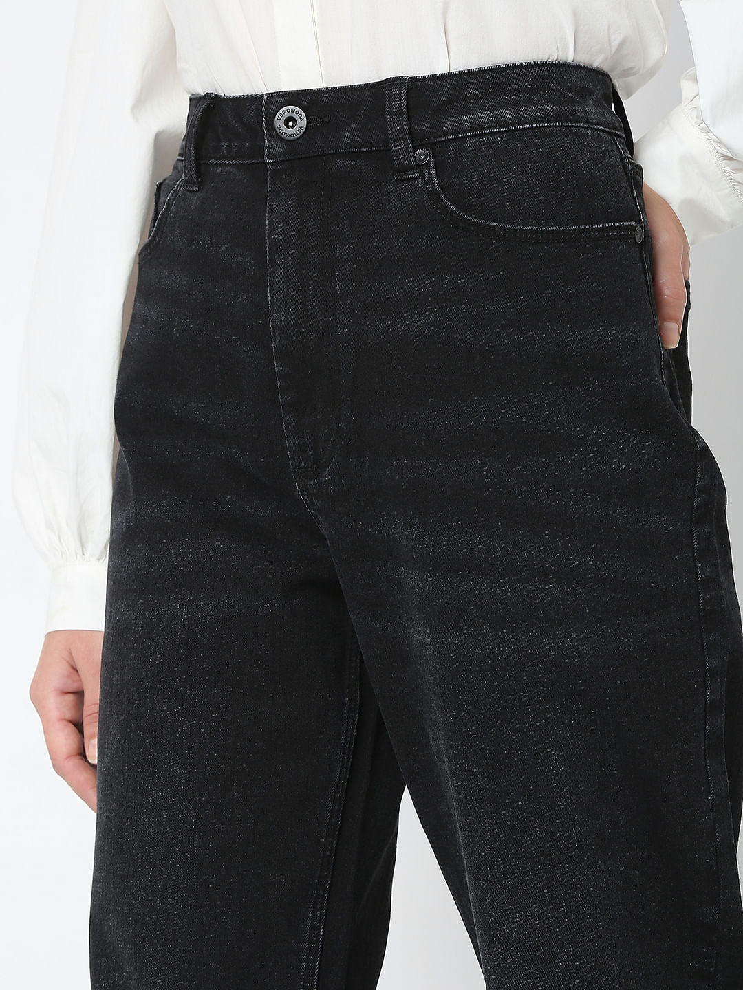 Black High Rise Mom Fit Jeans