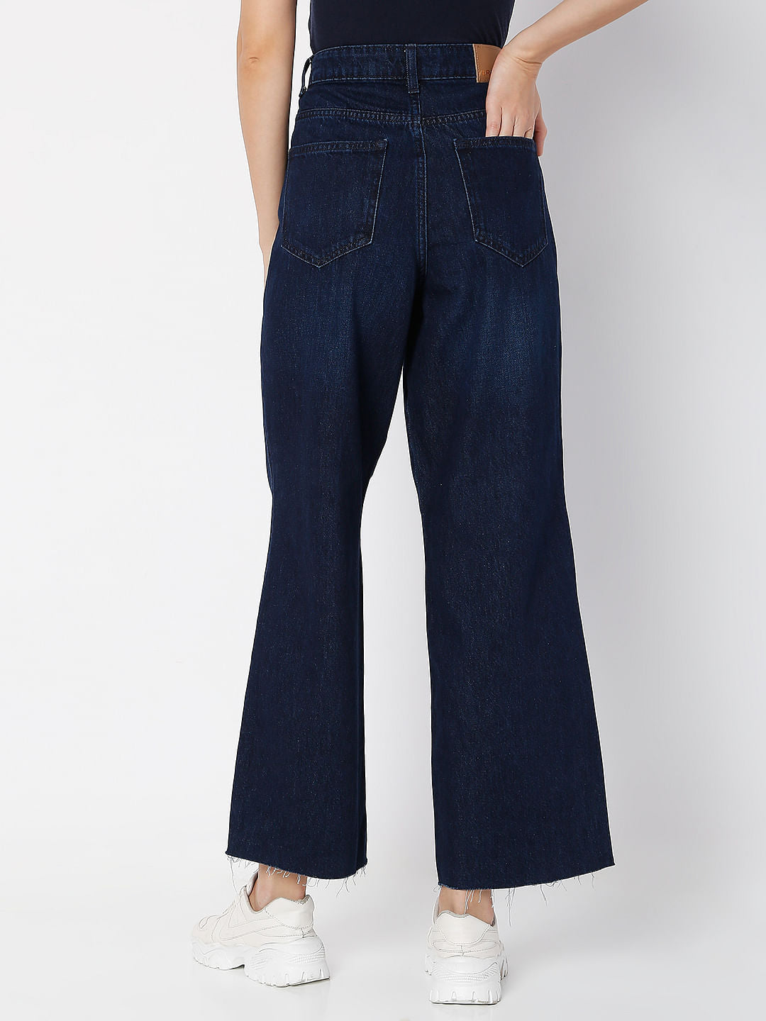 Blue Raw-Edge Zoey Wide-Leg Jeans