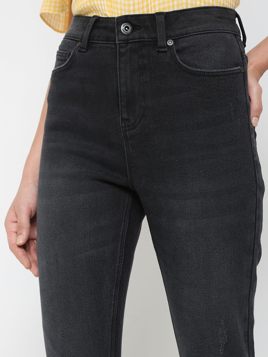 Black Mid Rise Faded Wendy Skinny Jeans