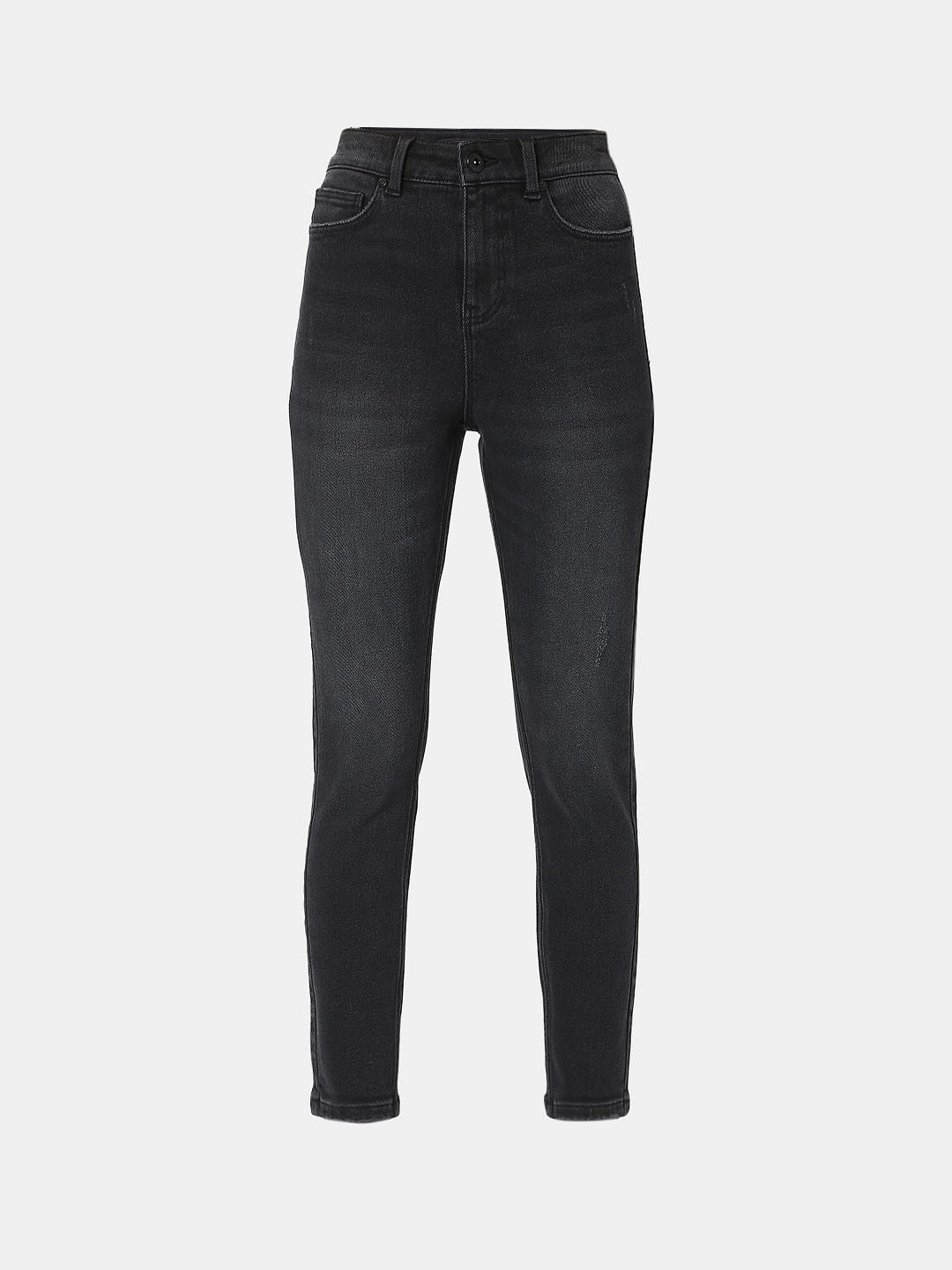 Black Mid Rise Faded Wendy Skinny Jeans