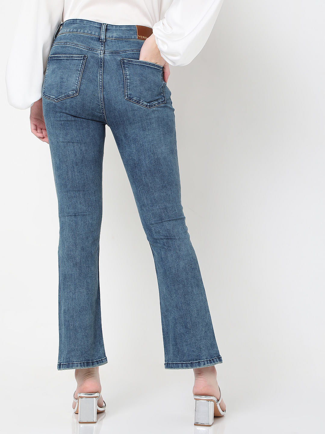 Blue High Rise Distressed Petra Bootcut Jeans