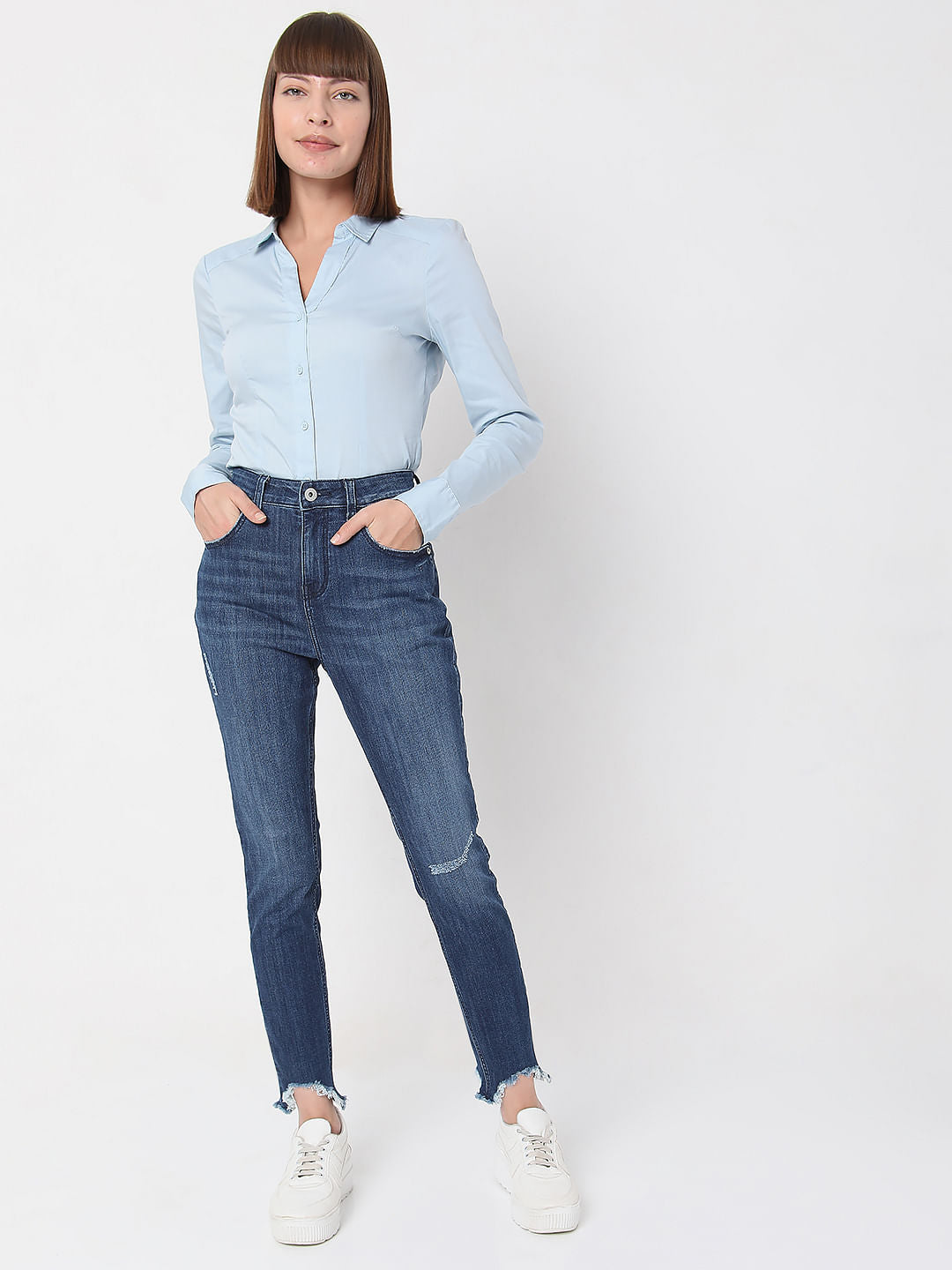 Black High Rise Distressed Wendy Skinny Jeans