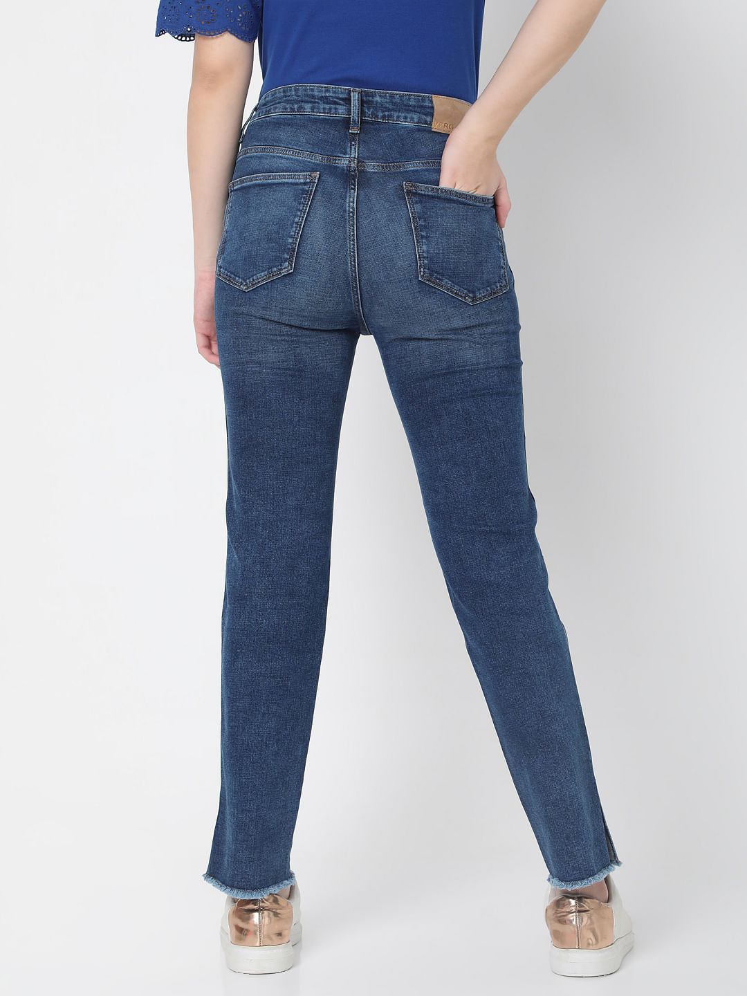 Blue High Rise Jade Straight Fit Jeans