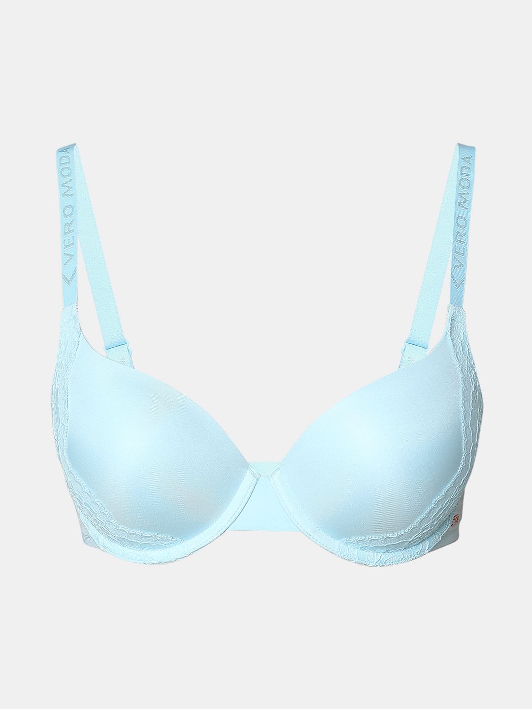 Blue Semi Coverage Padded Push-Up Bra