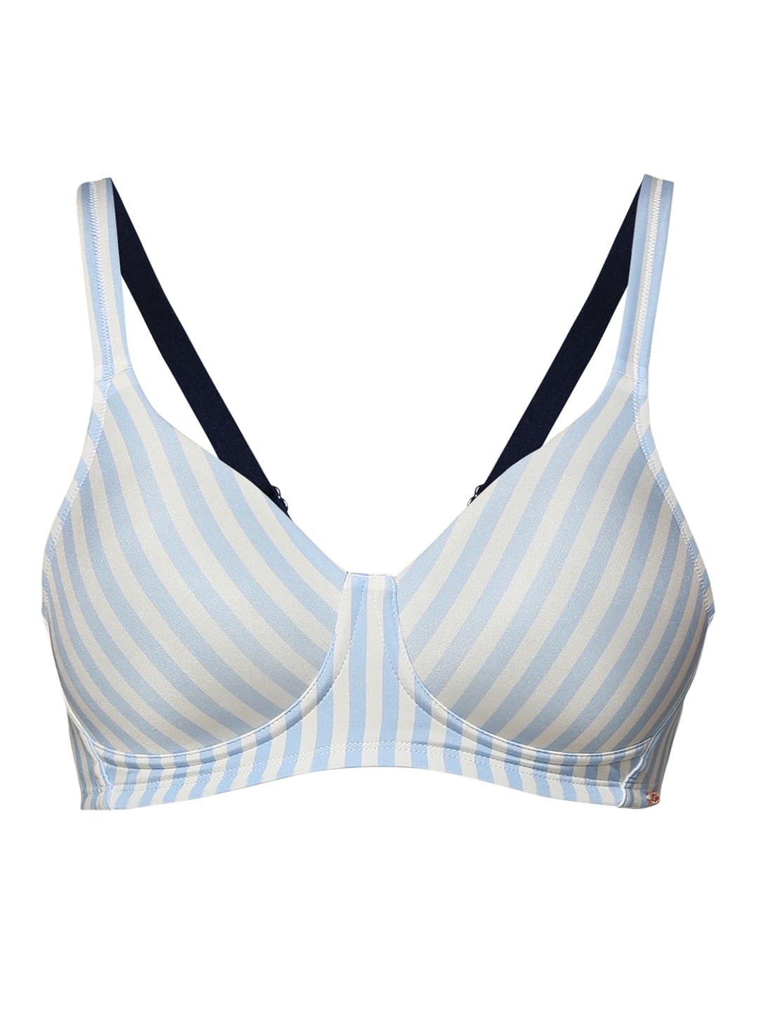 Intimates Blue Striped Padded Non-Wired T-Shirt Bra